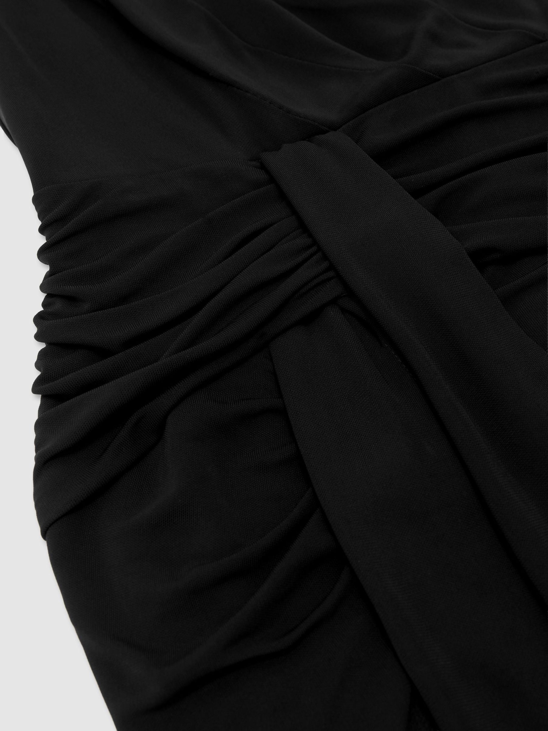 Draped High-Neck Sleeveless Maxi Dress in Black - Image 7 of 7