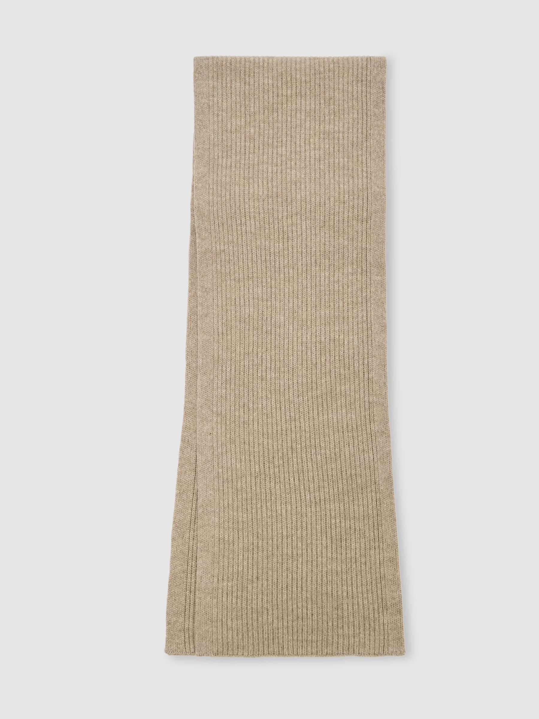 Merino Wool Rib-Knit Scarf and Beanie Set in Oatmeal - Image 2 of 5 Merino Wool Rib-Knit Scarf and Beanie Set in Oatmeal - Image 2 of 5