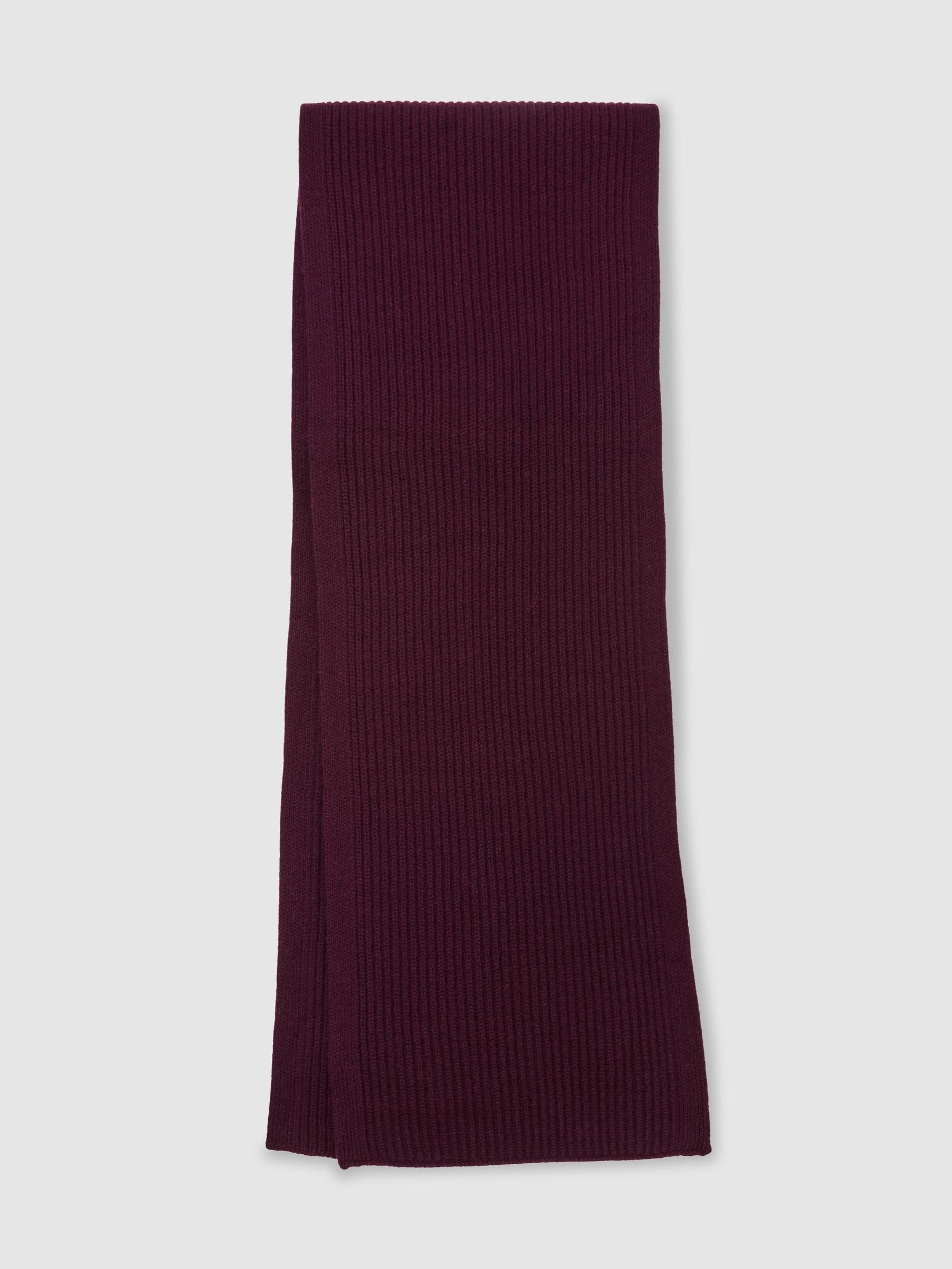 Merino Wool Rib-Knit Scarf and Beanie Set in Bordeaux - Image 3 of 6