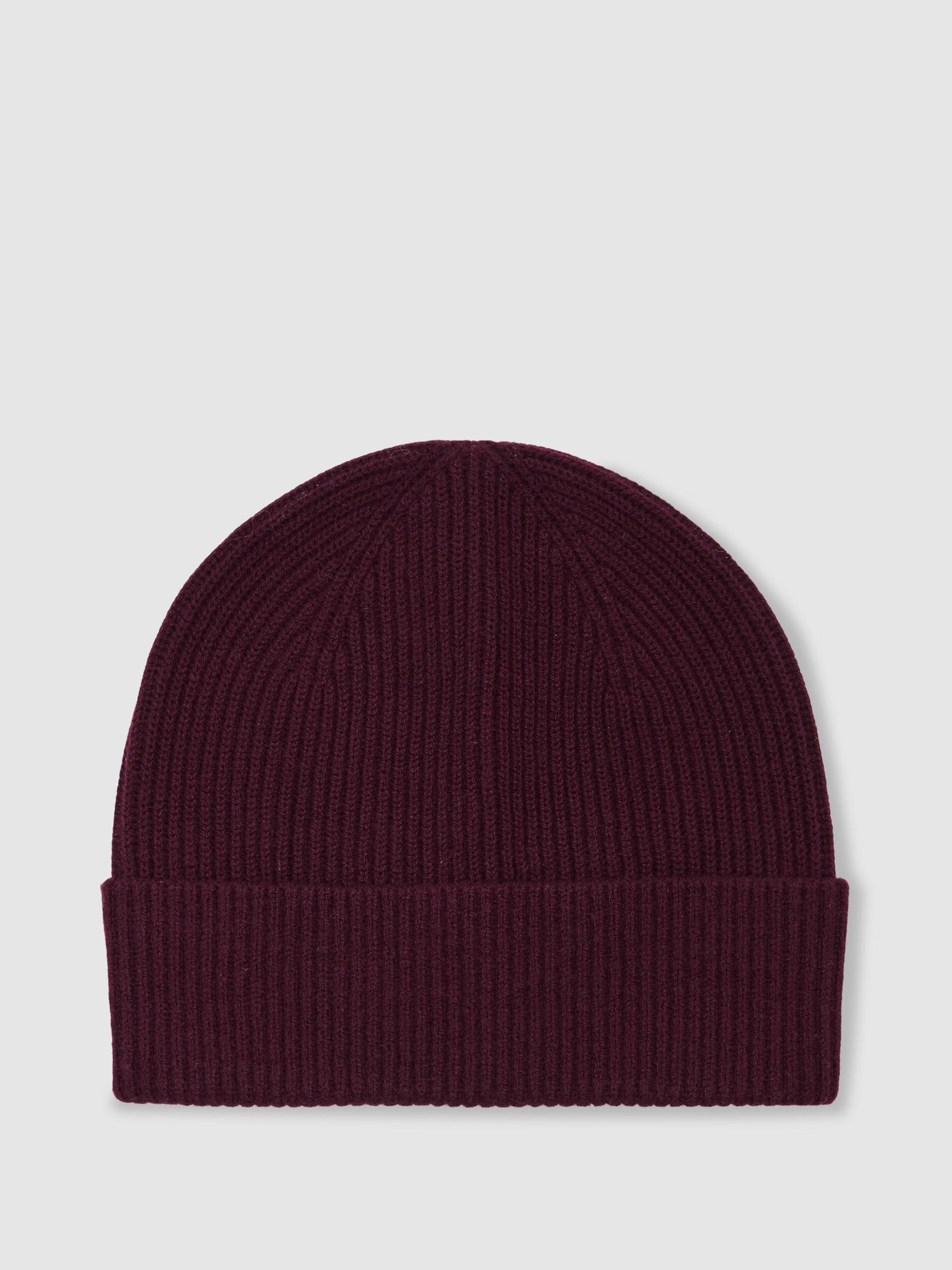 Merino Wool Rib-Knit Scarf and Beanie Set in Bordeaux - Image 4 of 6