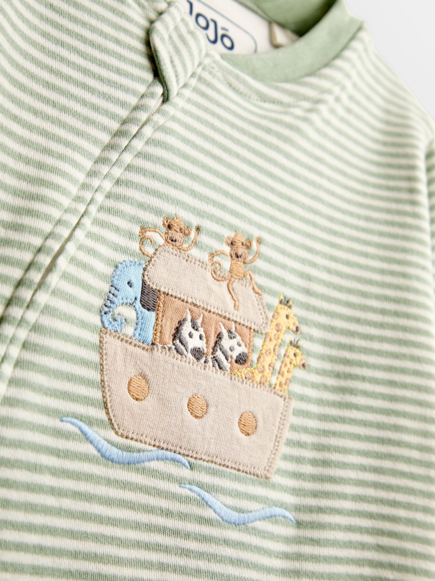 Green Noah’s Ark Appliqué Zip Sleepsuit - Image 3 of 4