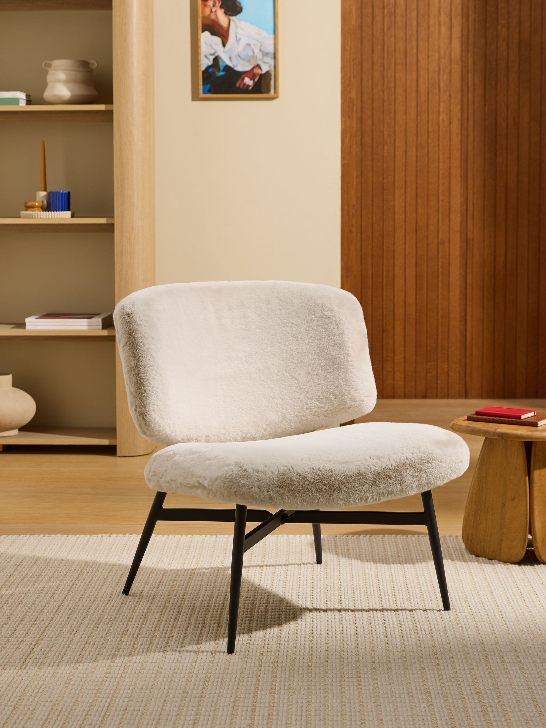 Kuta Accent Chair in Taupe Natural Arctic Faux Fur - Image 1 of 9
