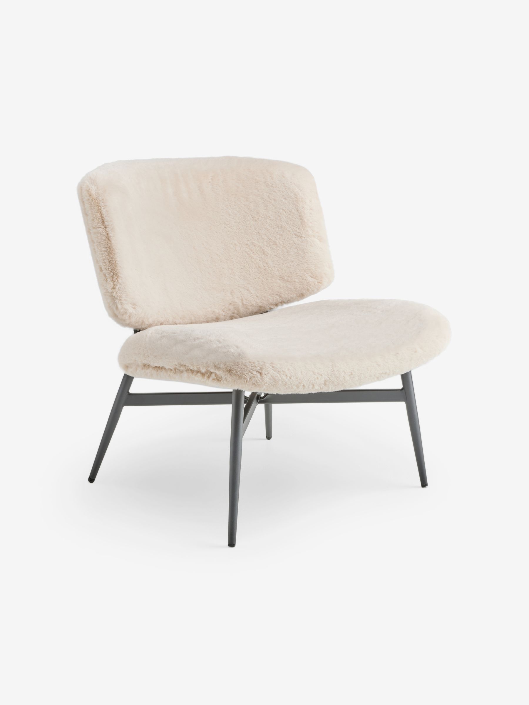 Kuta Accent Chair in Taupe Natural Arctic Faux Fur - Image 4 of 9