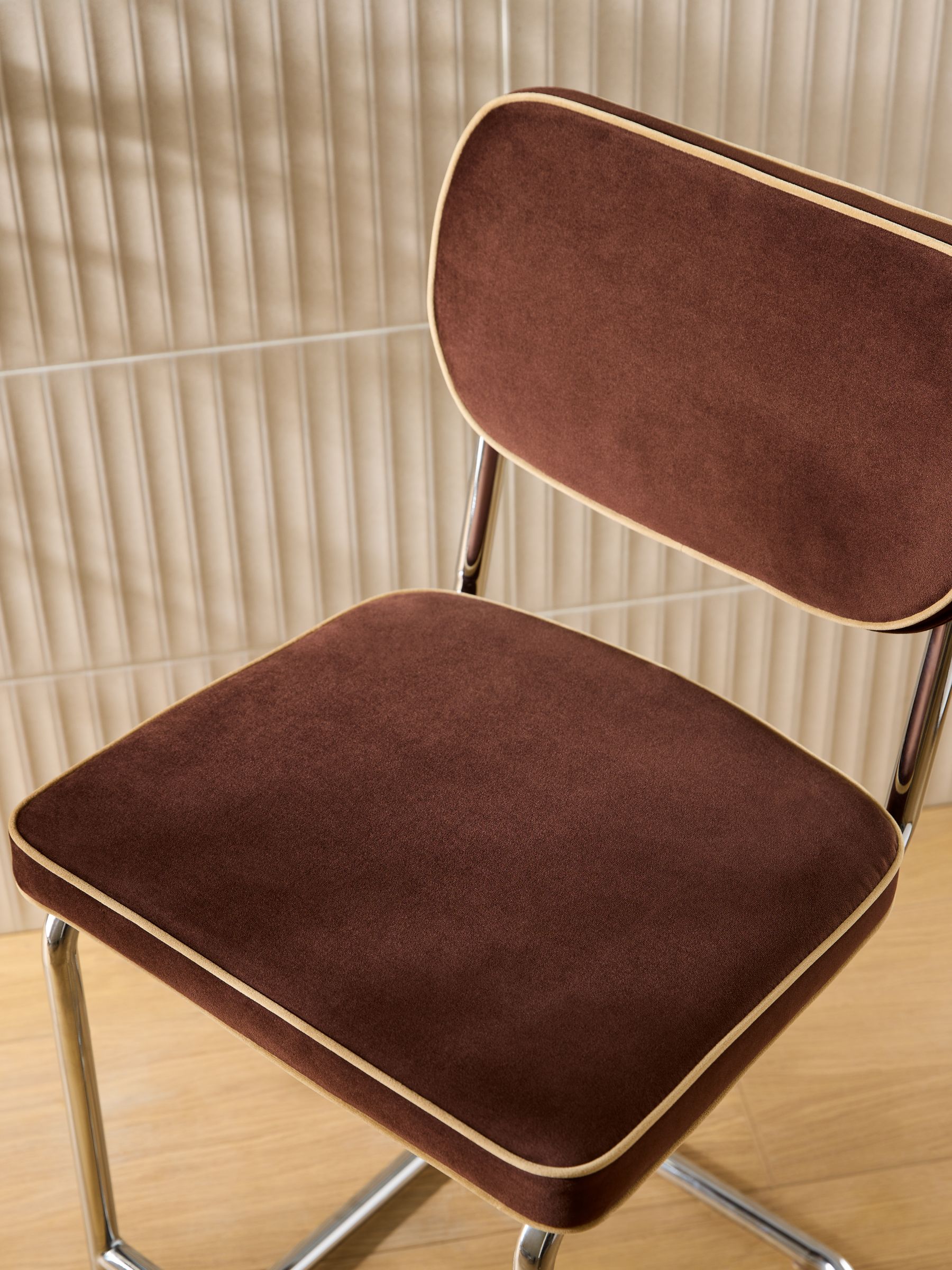 Parker Bar Stool in Chocolate Brown Velvet - Image 3 of 3 Parker Bar Stool in Chocolate Brown Velvet - Image 3 of 3