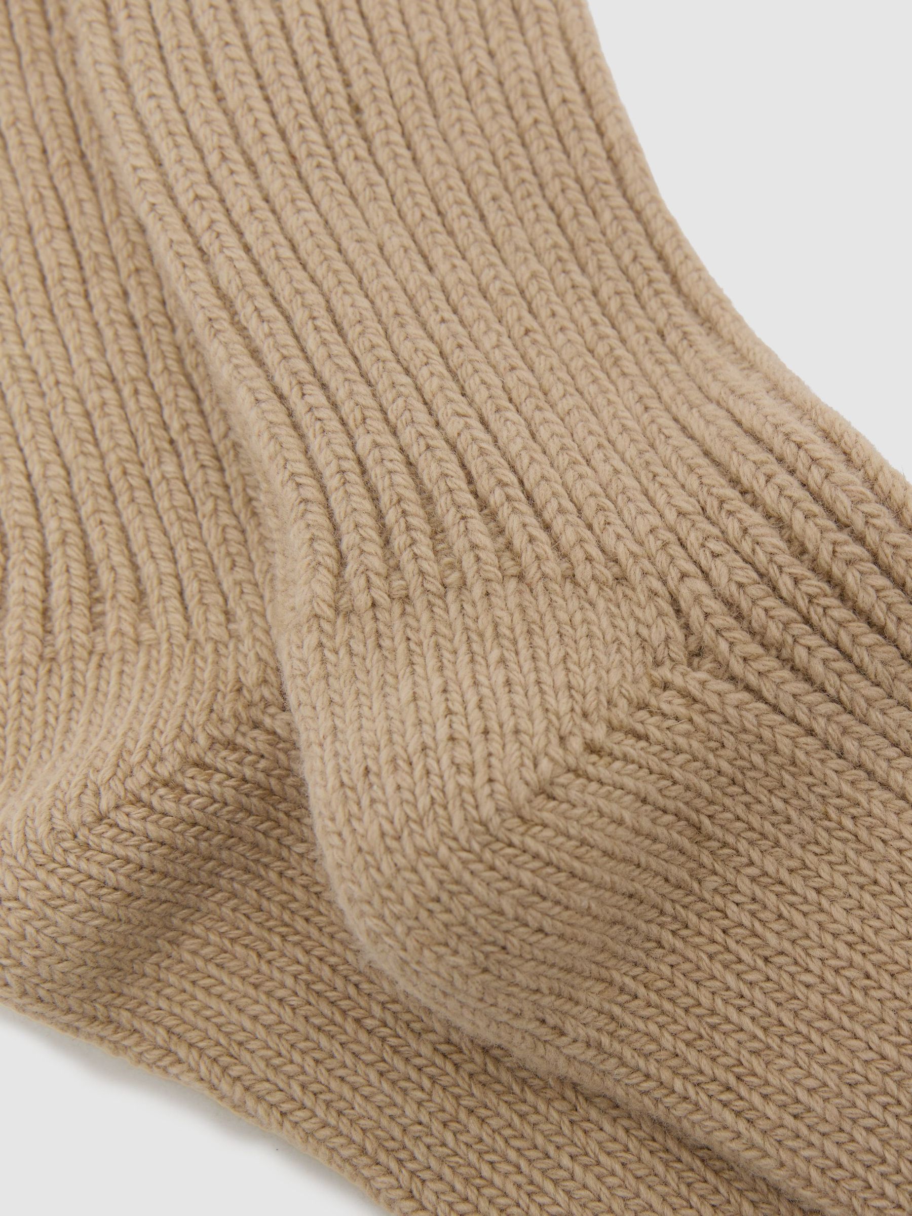 Rib-Knit Socks With Cashmere in Neutral - Image 2 of 3