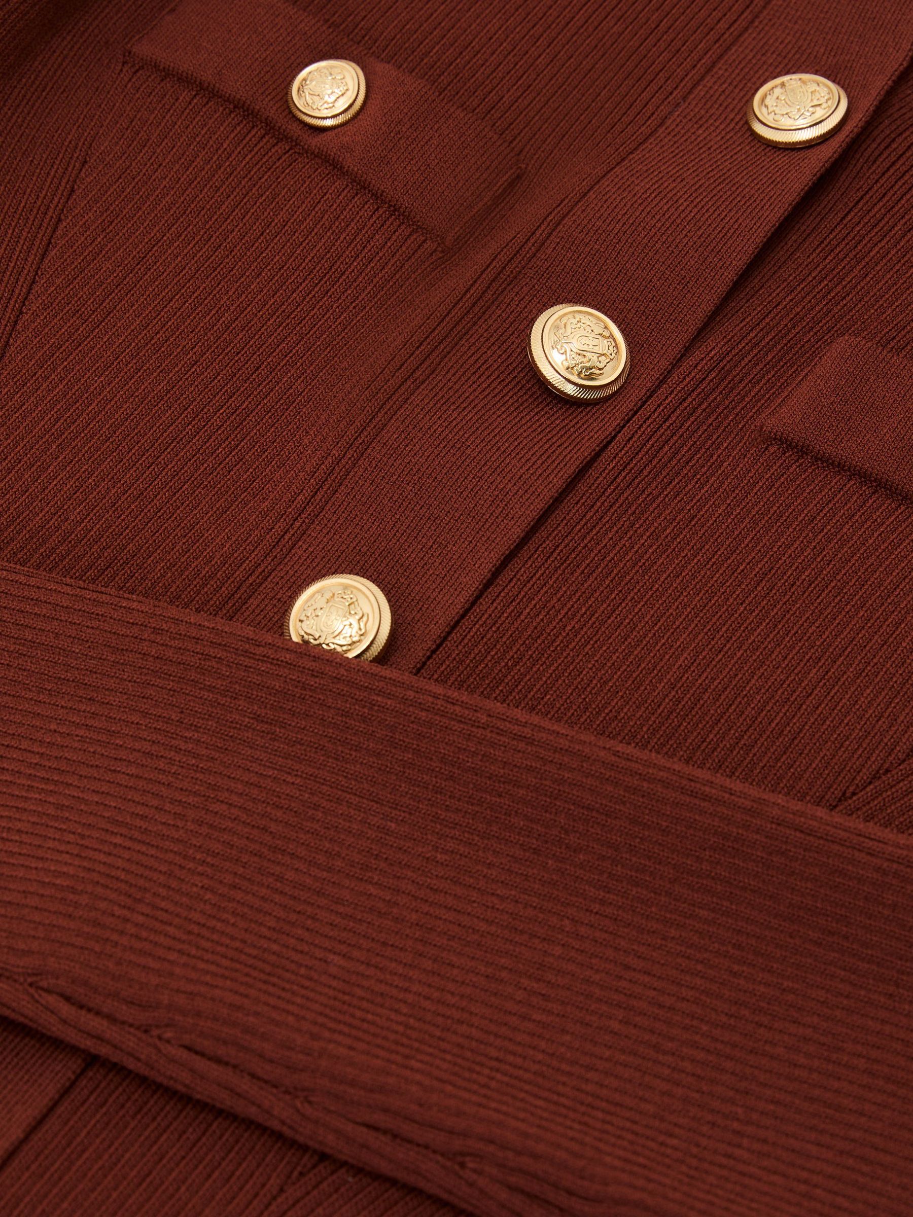 Rib-Knit Half-Button Mini Dress in Rust - Billede 9 af 9