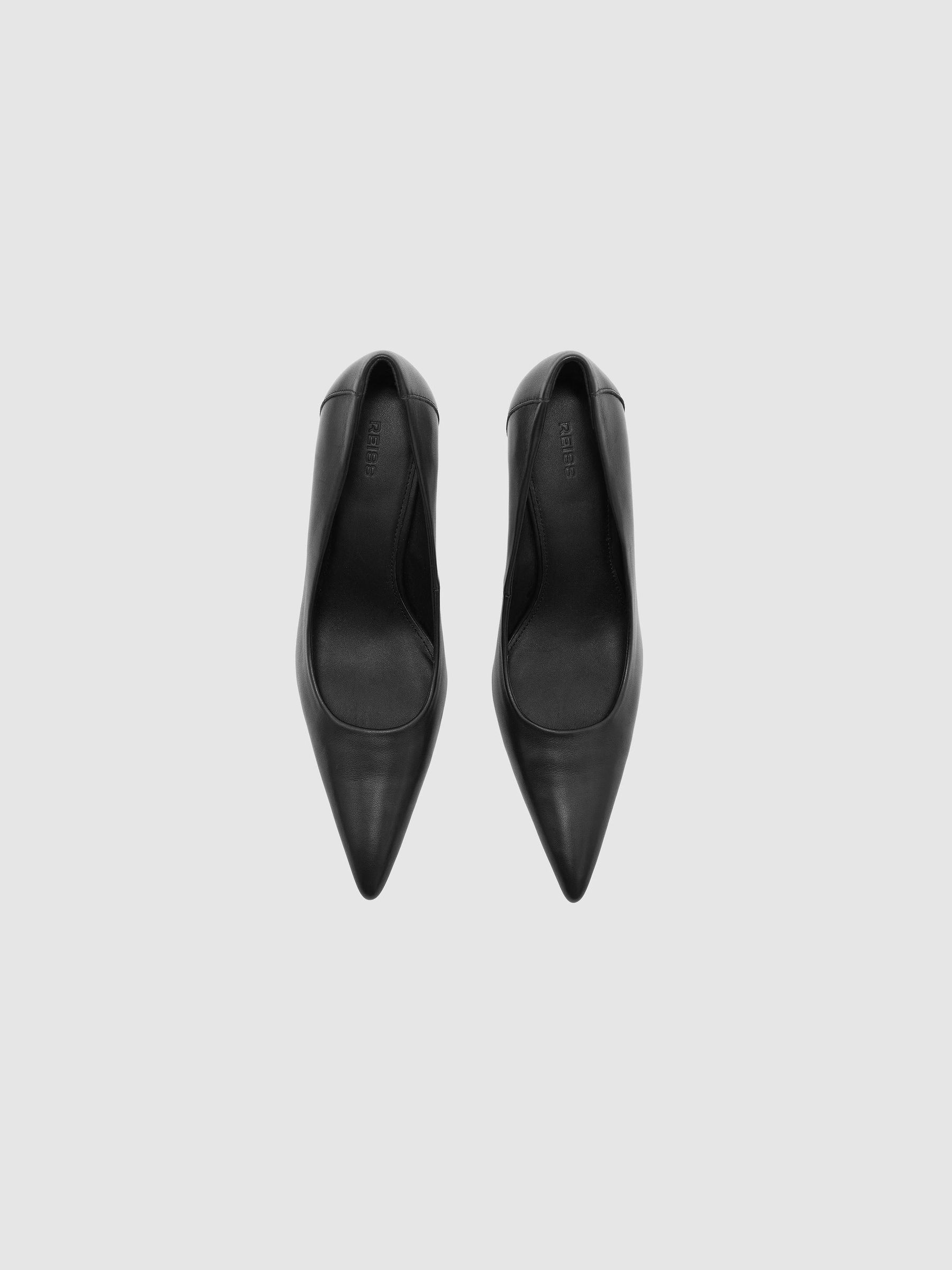 Leather Pointed-Toe Mid-Heel Court Shoes in Black - Image 4 of 6