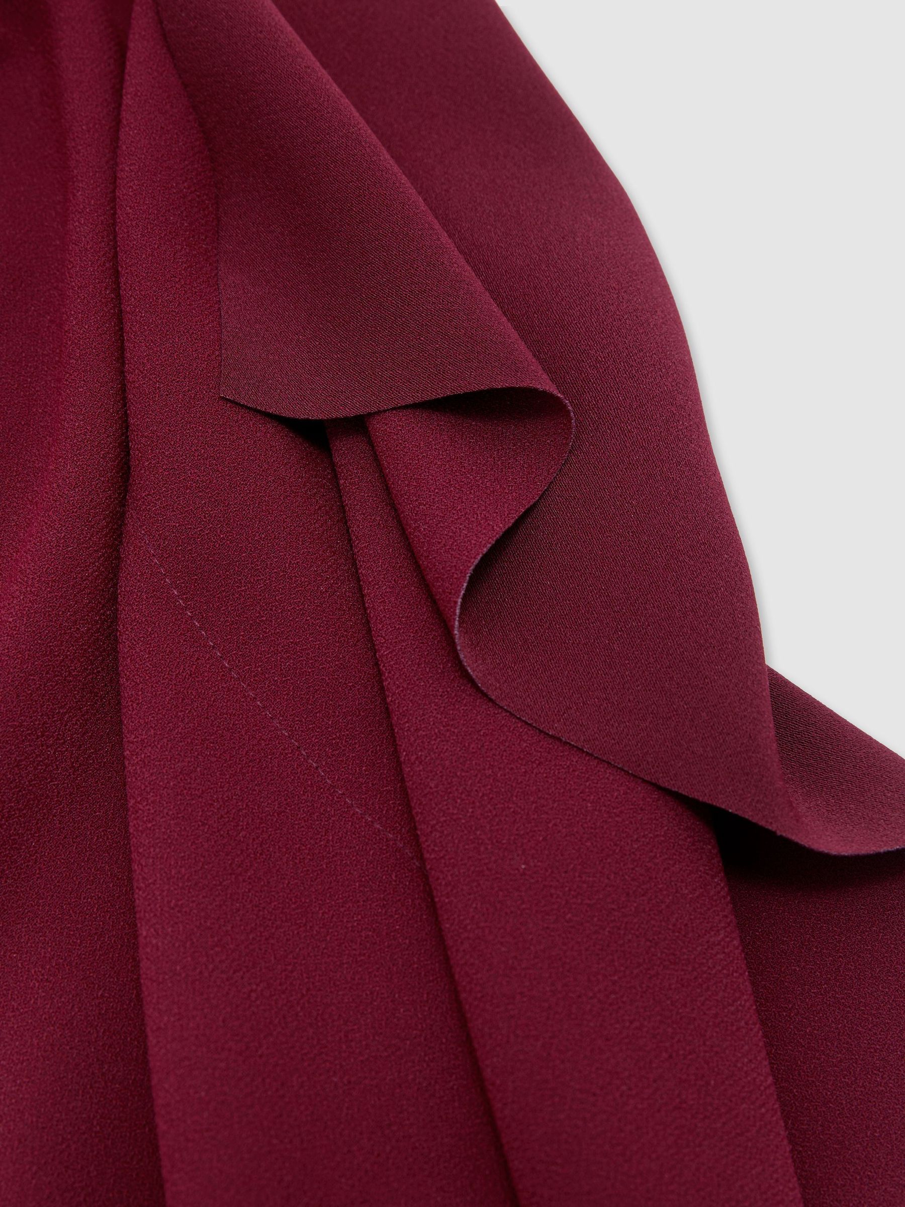 Drape-Detail Cowl-Neck Midi Dress in Red - Image 7 of 7