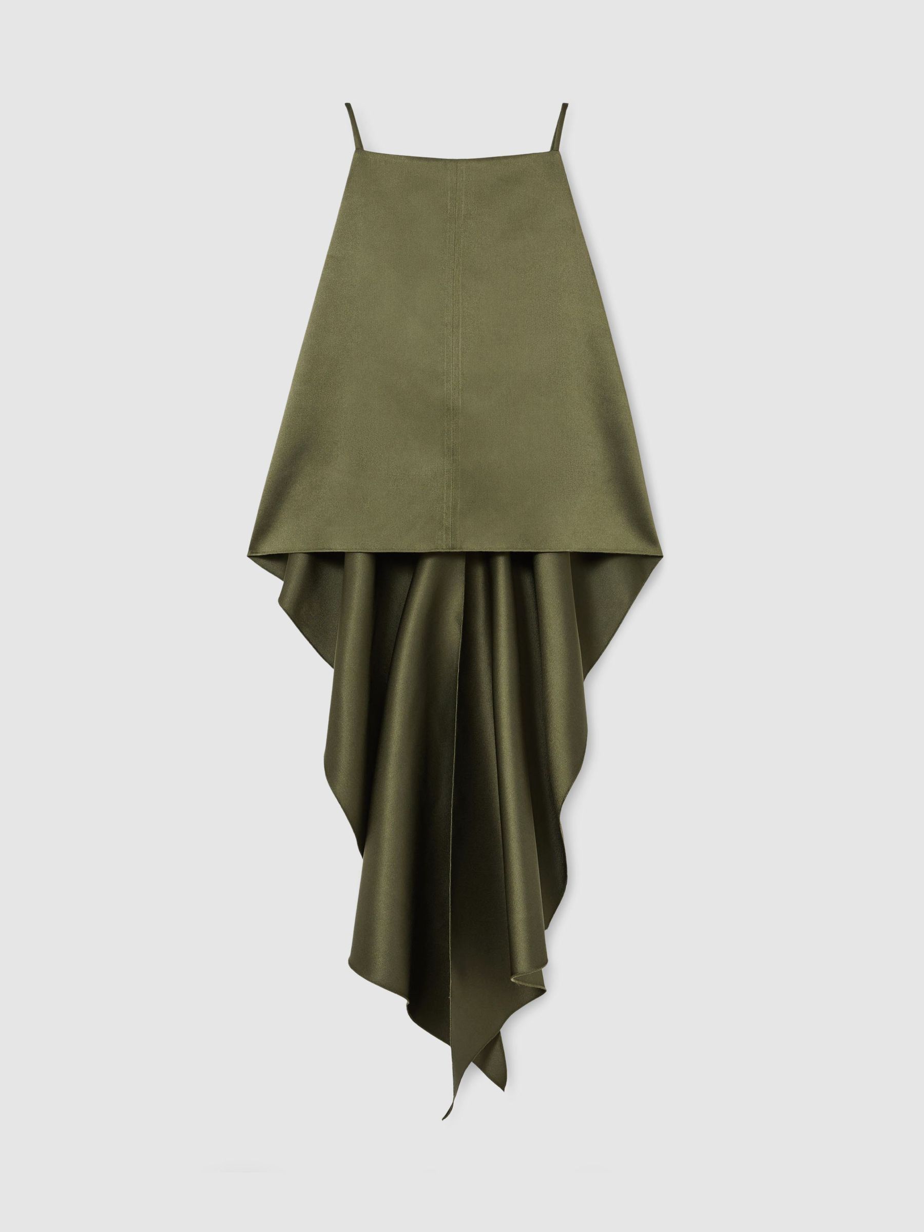 Satin Structured Drape-Back Top in Sage Green - Image 2 of 7 Satin Structured Drape-Back Top in Sage Green - Image 2 of 7