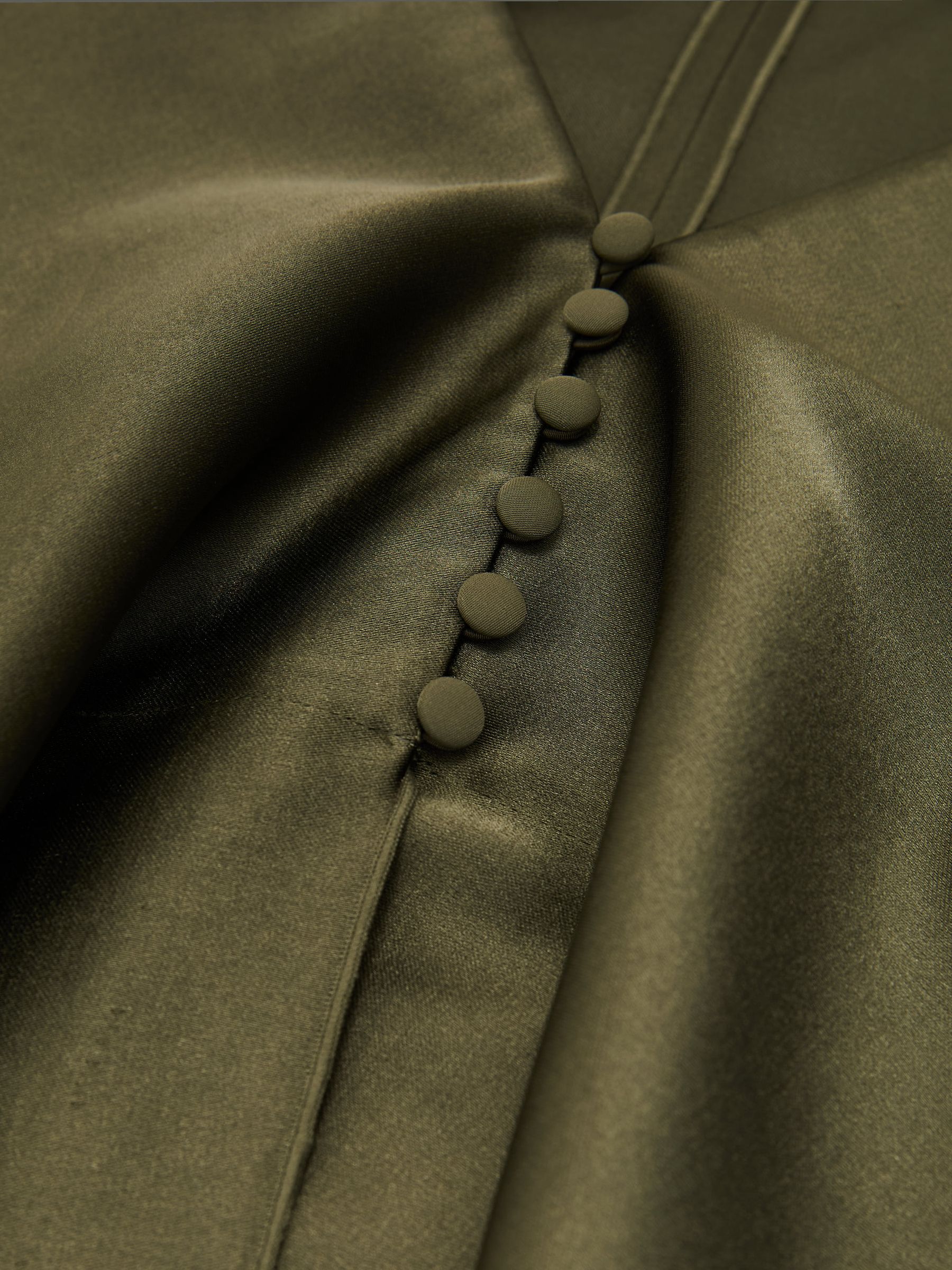 Satin Structured Drape-Back Top in Sage Green - Image 7 of 7
