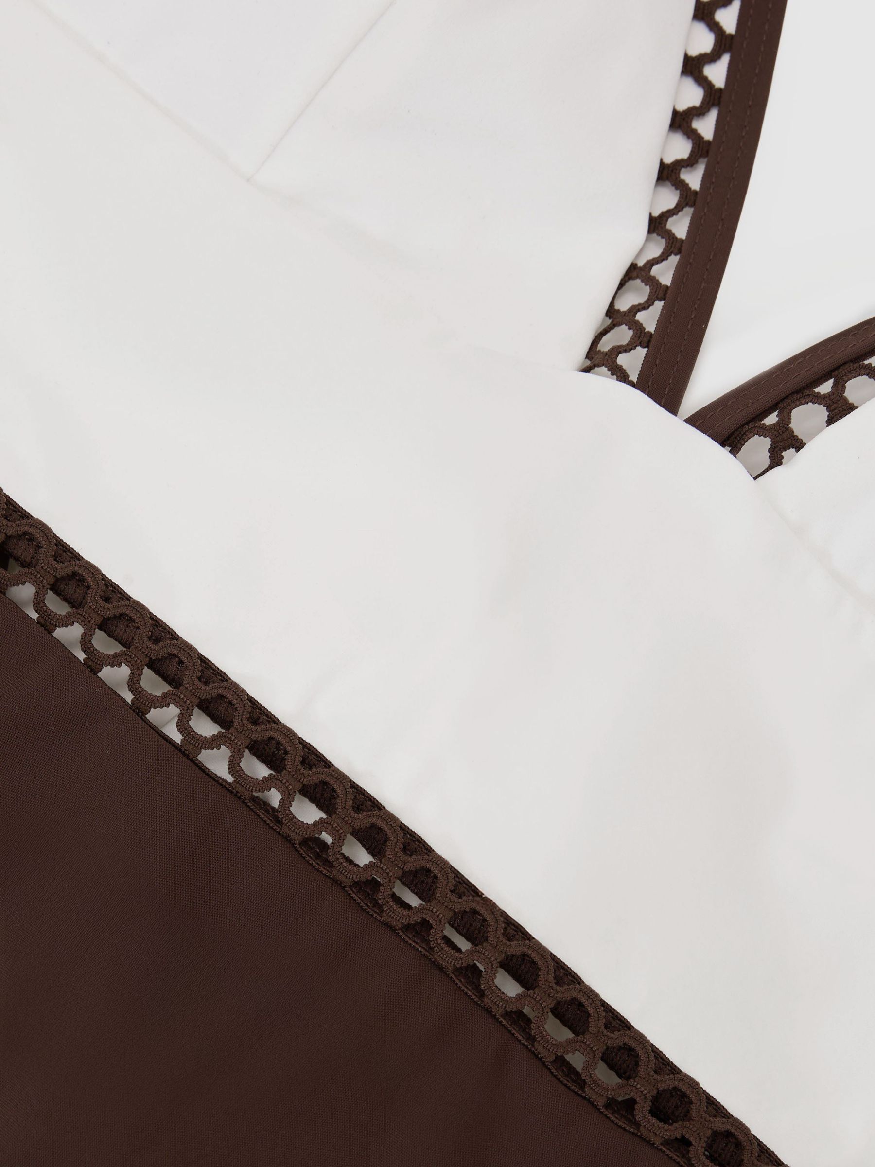Colour-Block Lattice-Trim Swimsuit in White/Chocolate Brown - Image 7 of 7