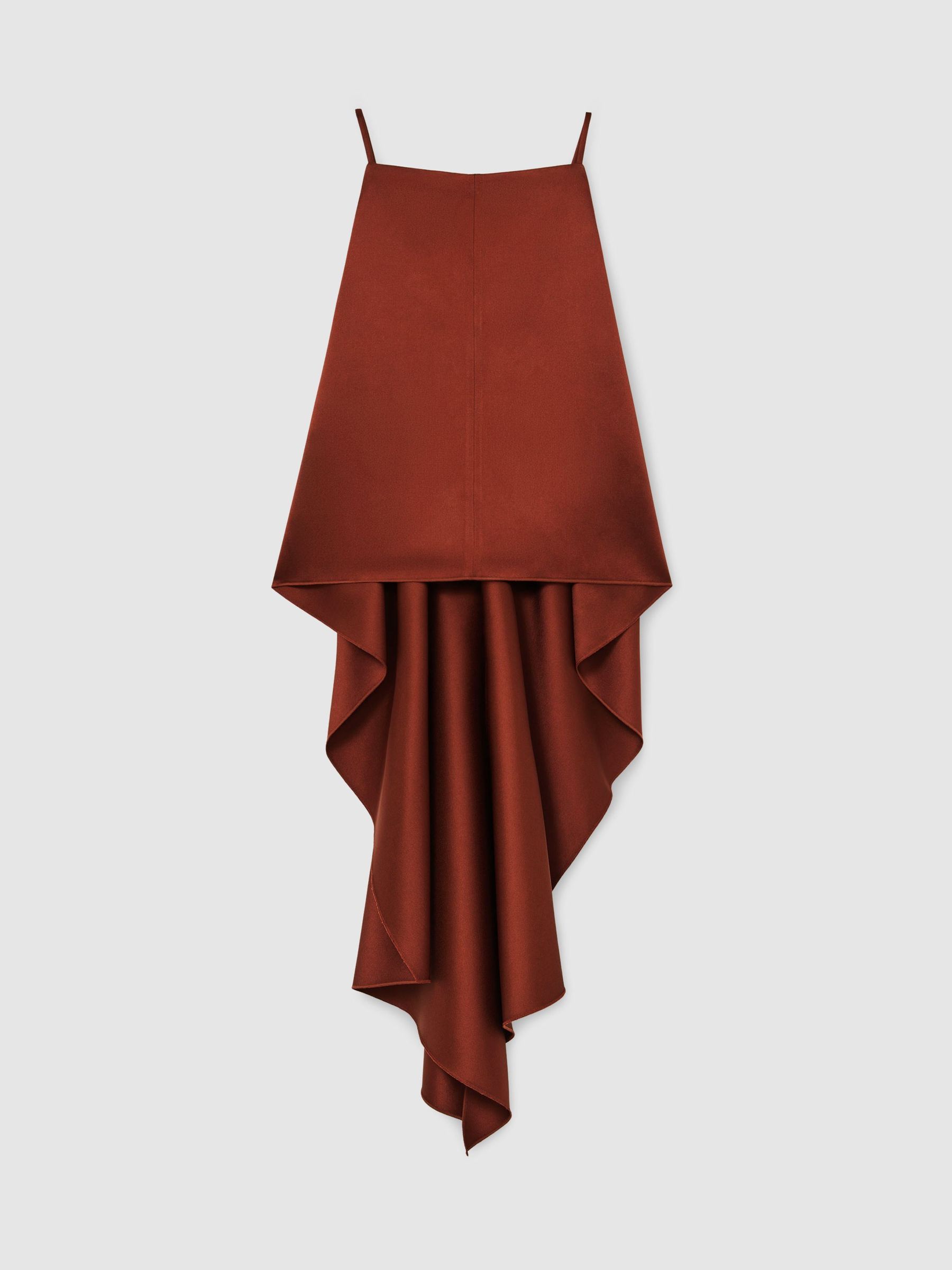 Satin Structured Drape-Back Top in Rust Orange - Image 2 of 7 Satin Structured Drape-Back Top in Rust Orange - Image 2 of 7