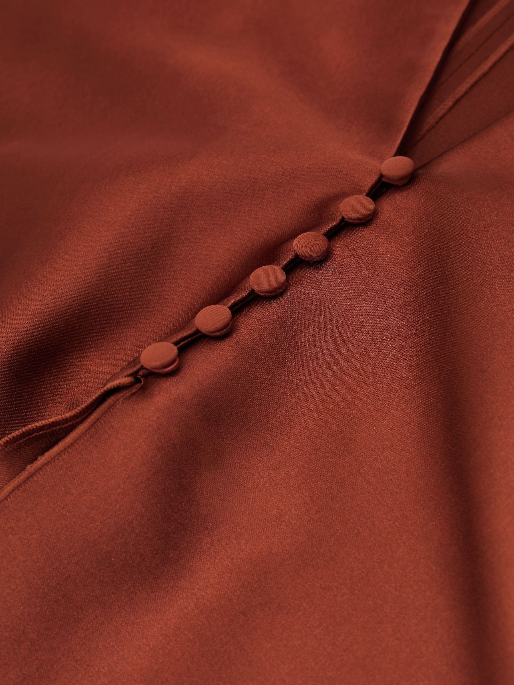 Satin Structured Drape-Back Top in Rust Orange - Image 7 of 7