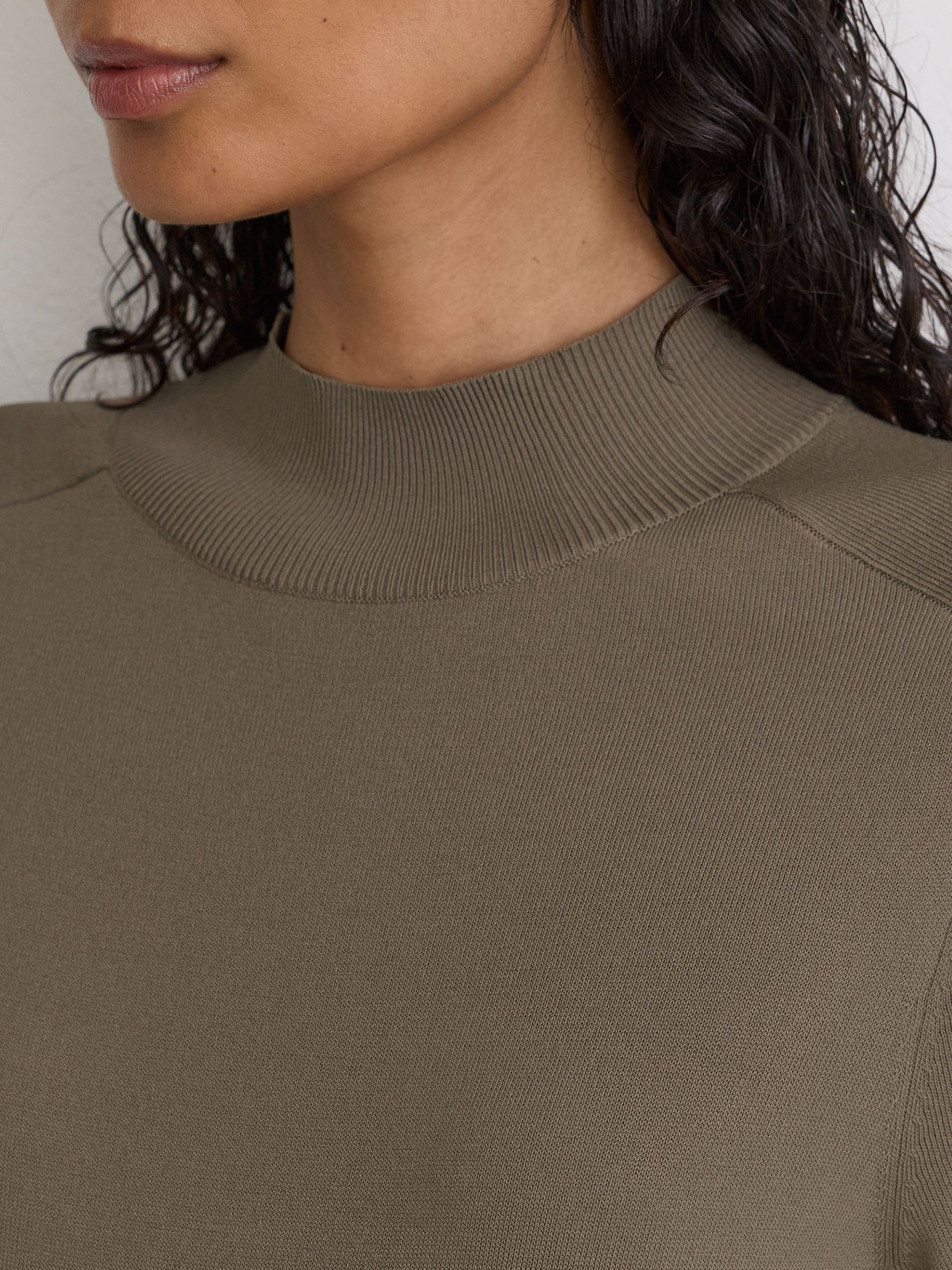 Belted Pleated Knit Midi Dress in Neutral - Image 5 of 8