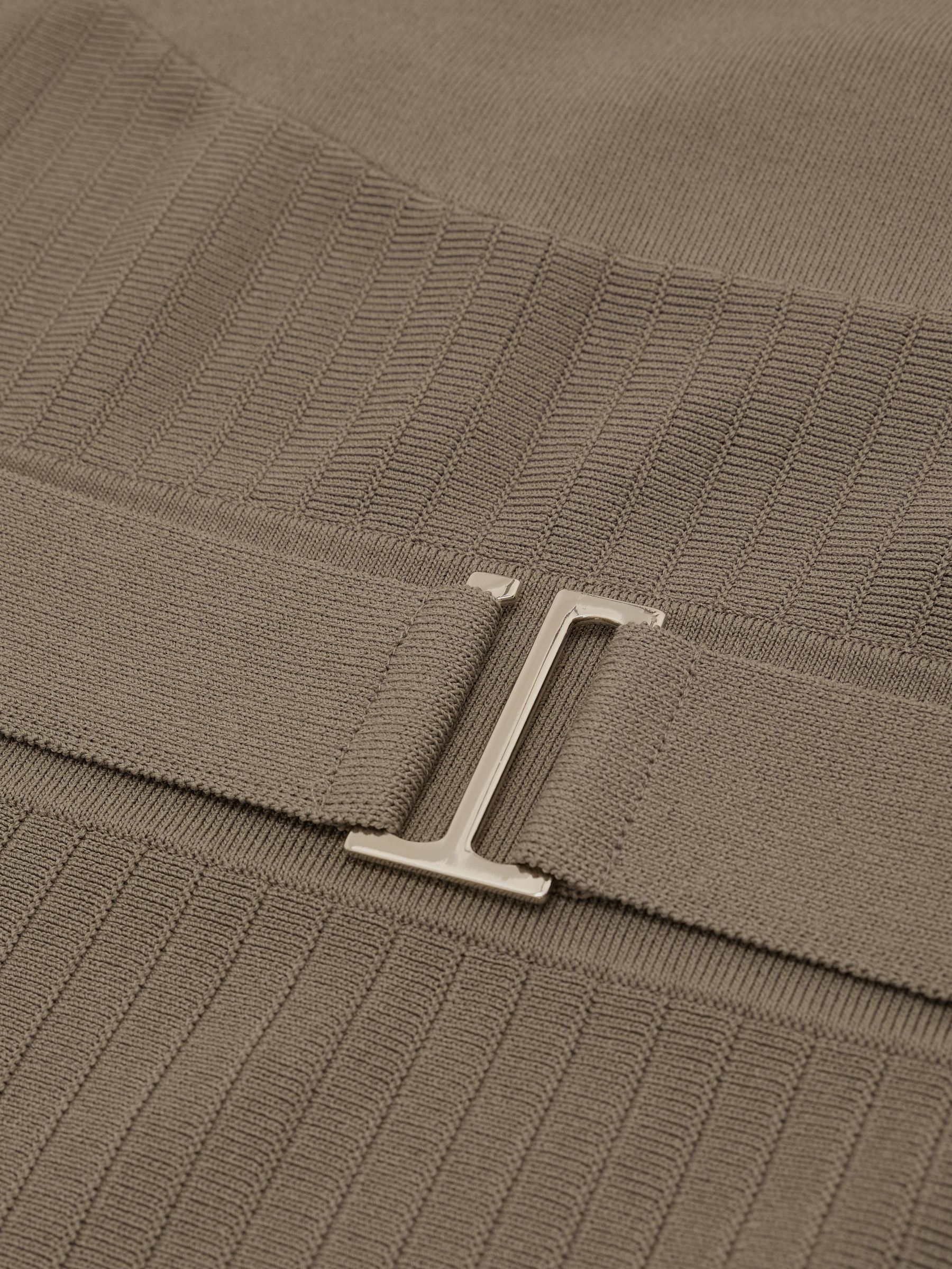 Belted Pleated Knit Midi Dress in Neutral - Image 8 of 8