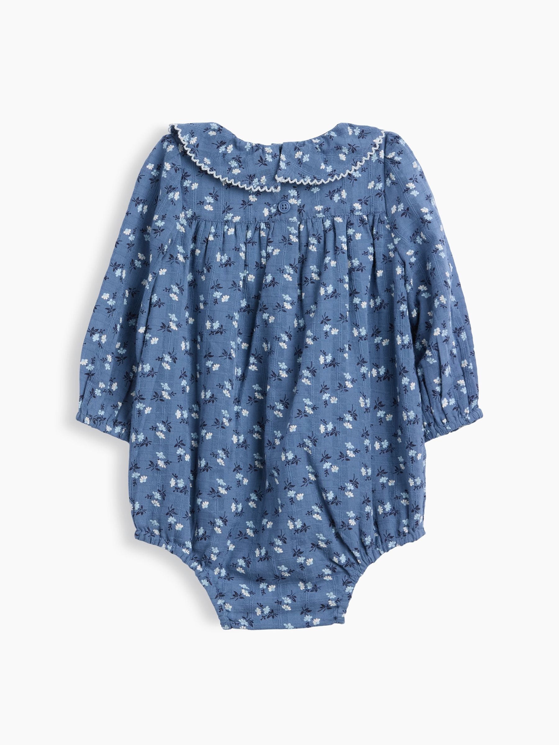 Blue Ruffle Collar Floral Bubble Bodysuit - Image 2 of 3 Blue Ruffle Collar Floral Bubble Bodysuit - Image 2 of 3