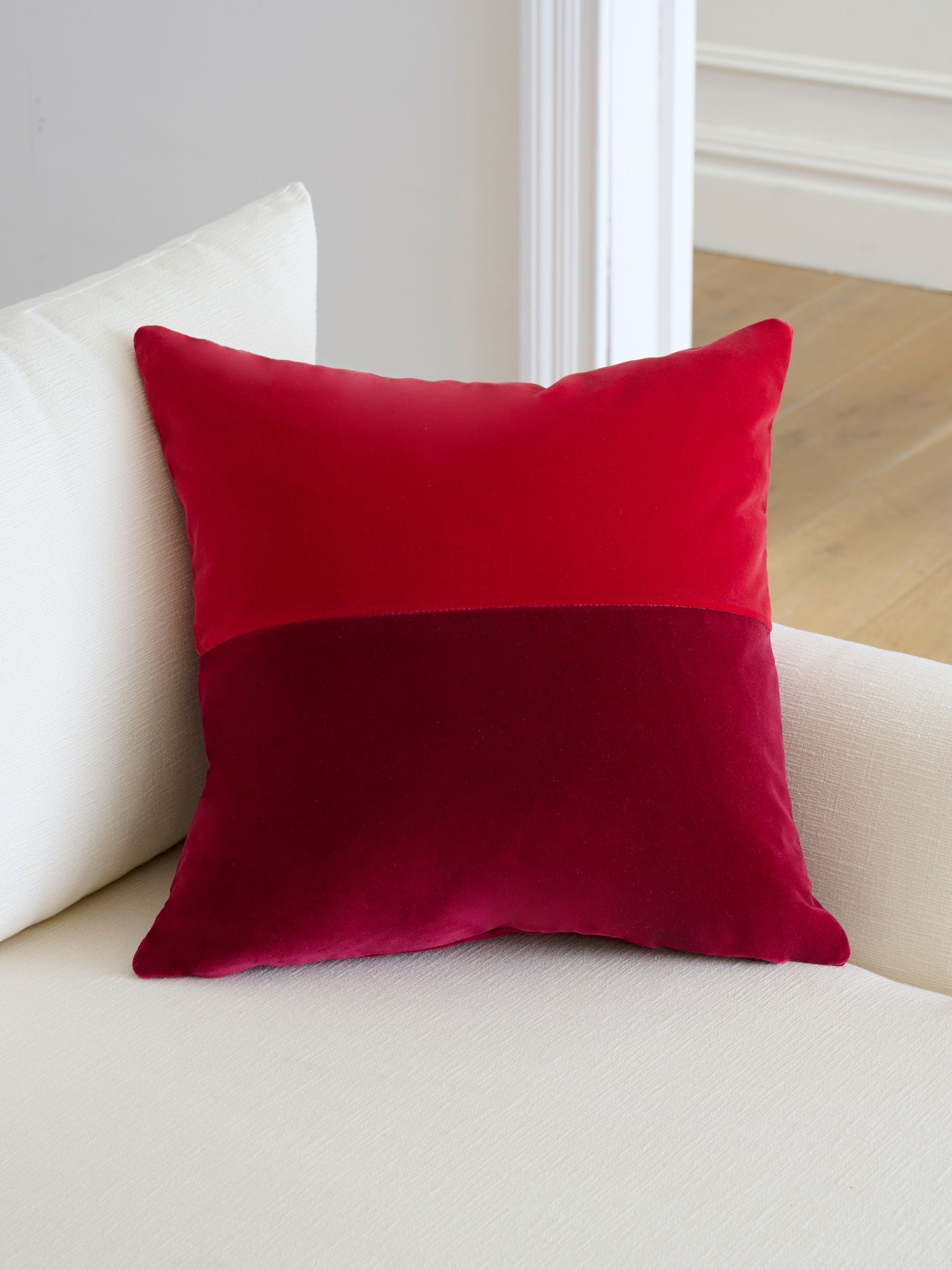Jasper Conran London Red Velvet Feather Filled Cushion - Image 1 of 3