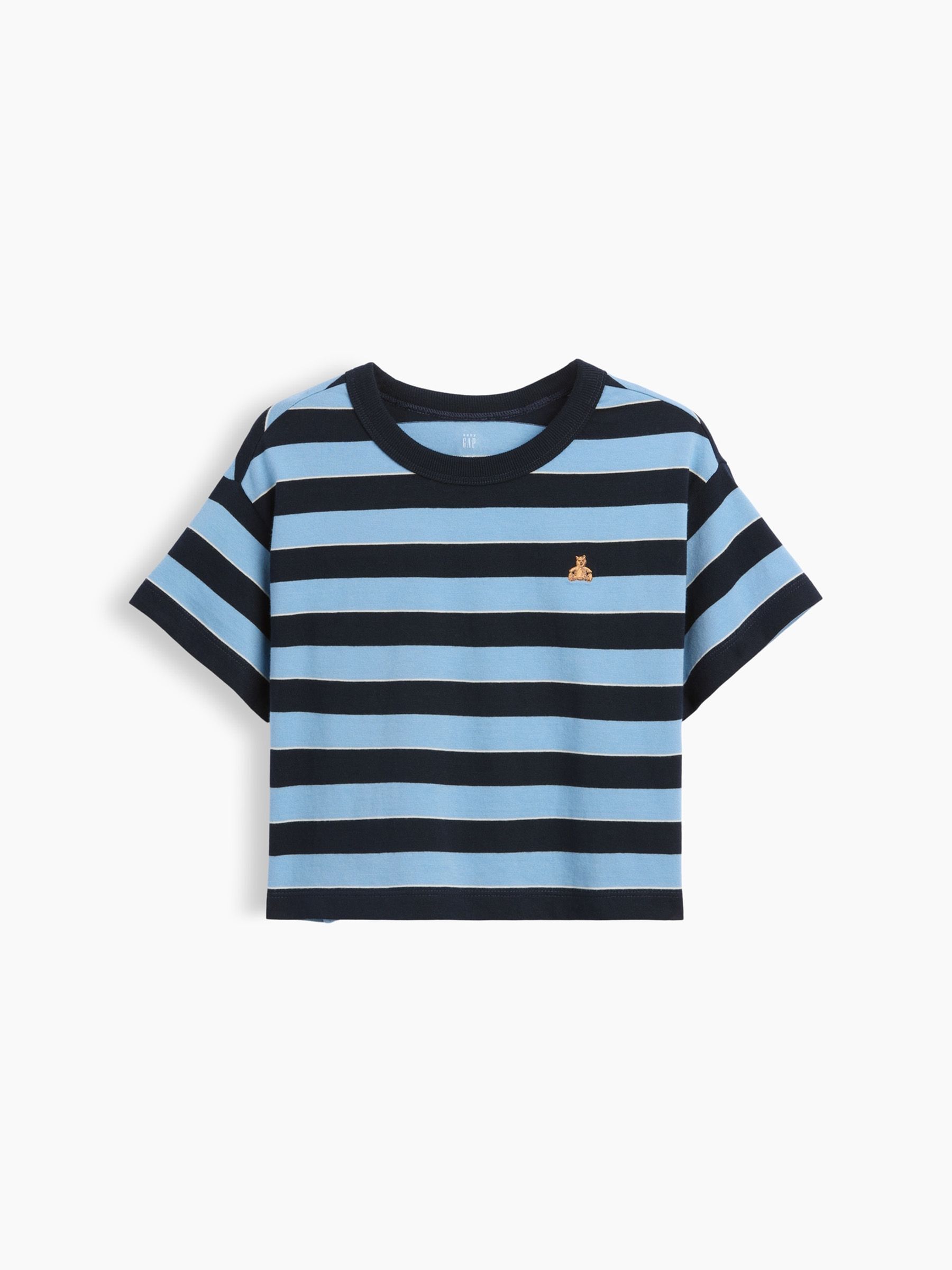 Blue Stripe Oversized Boxy Short Sleeve T-Shirt - Image 1 of 2
