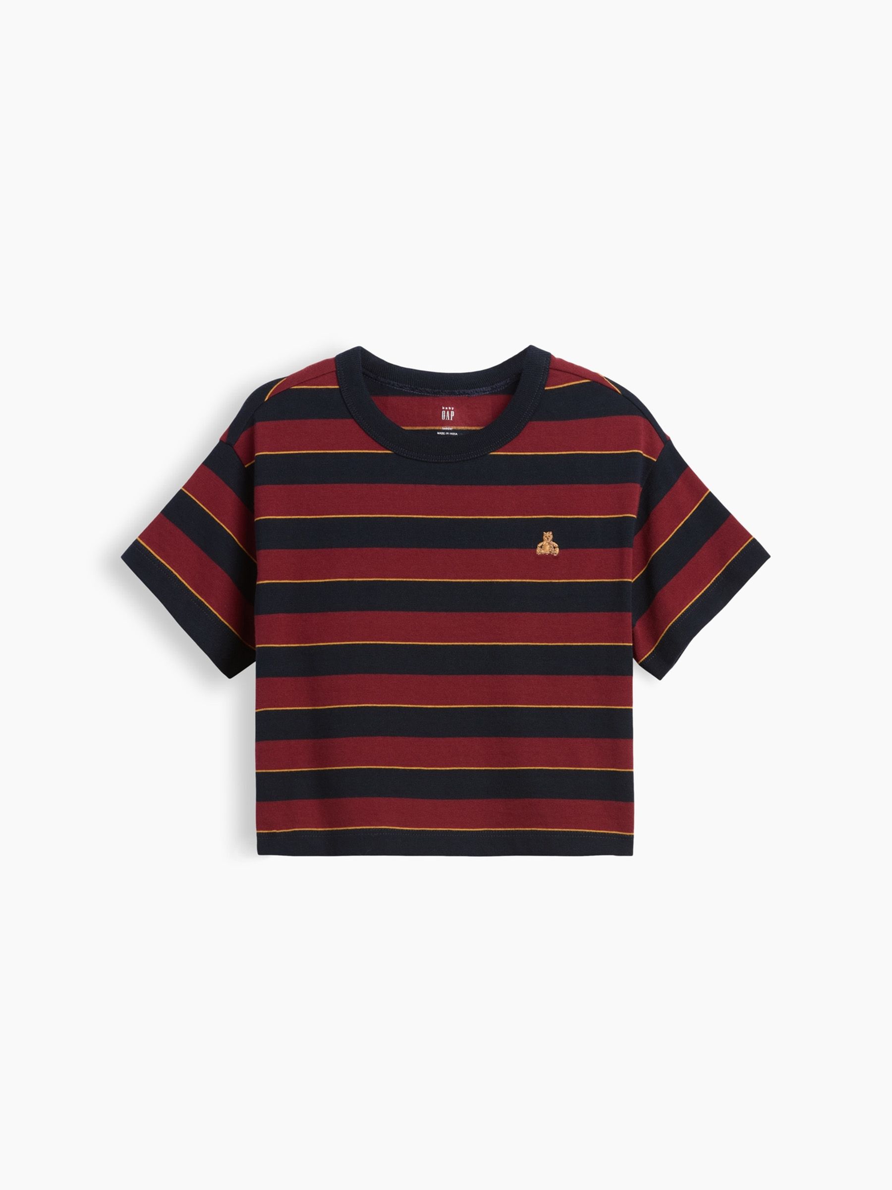 Burgundy Red Stripe Oversized Boxy Short Sleeve T-Shirt - Image 1 of 1