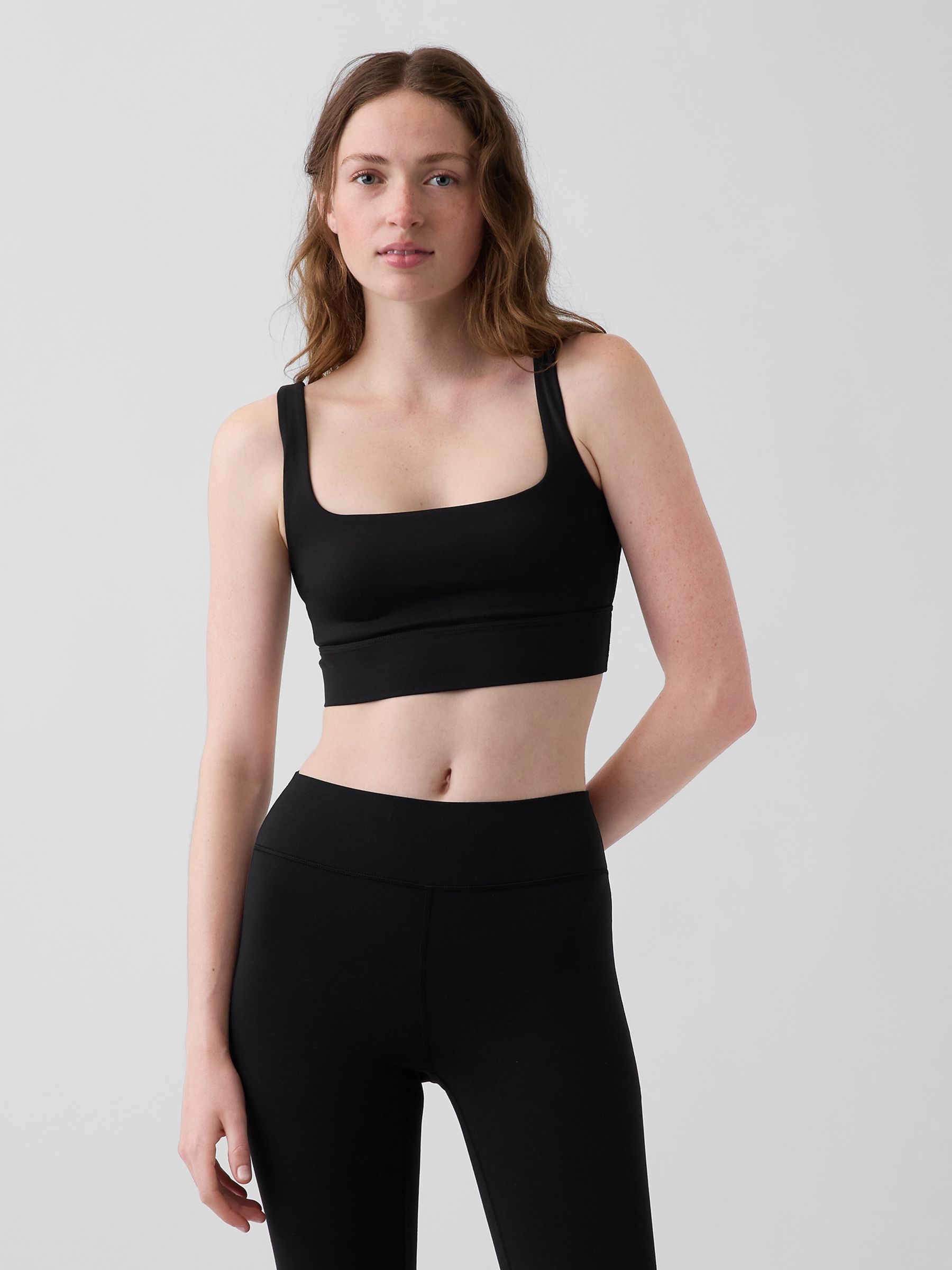 Black Fit Smooth Square-Neck Sports Bra - Image 1 of 3