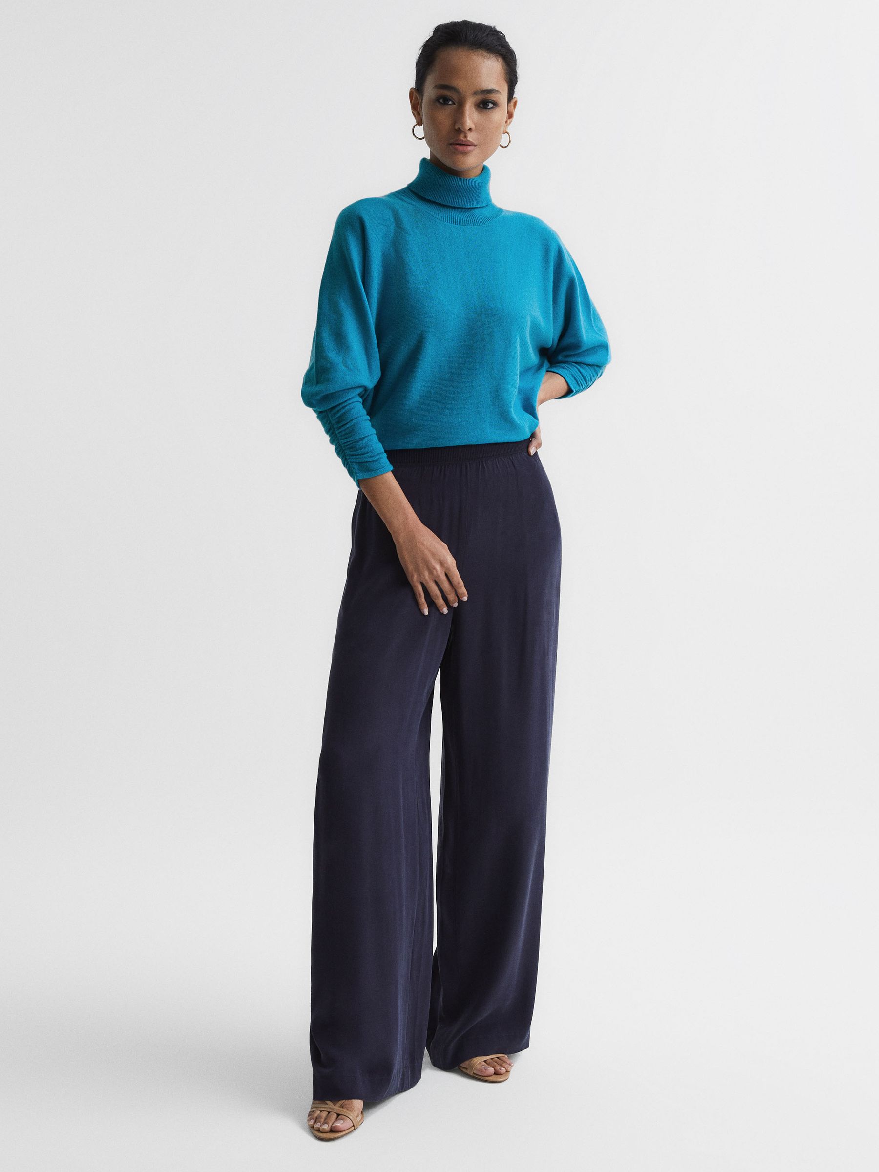 Wool Blend Roll Neck Jumper in Blue - Image 3 of 6