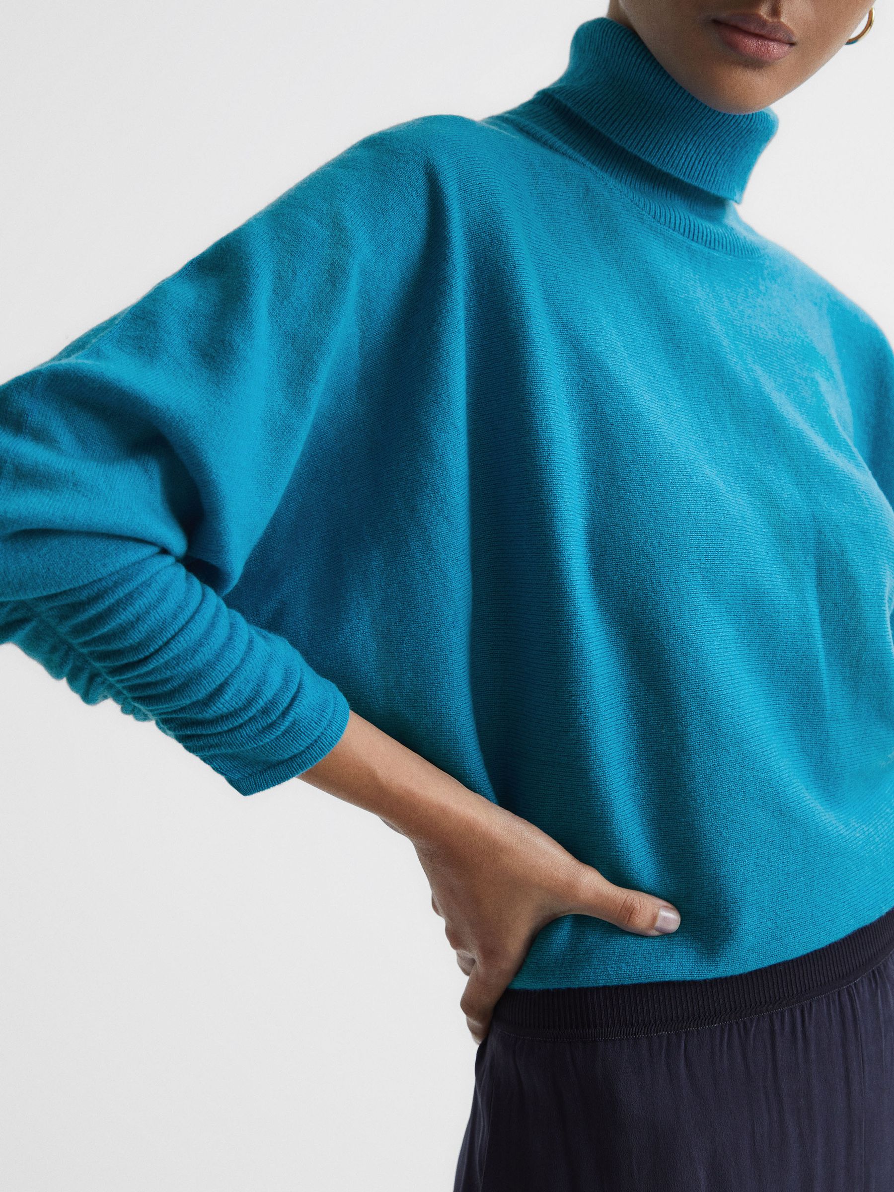 Wool Blend Roll Neck Jumper in Blue - Image 4 of 6