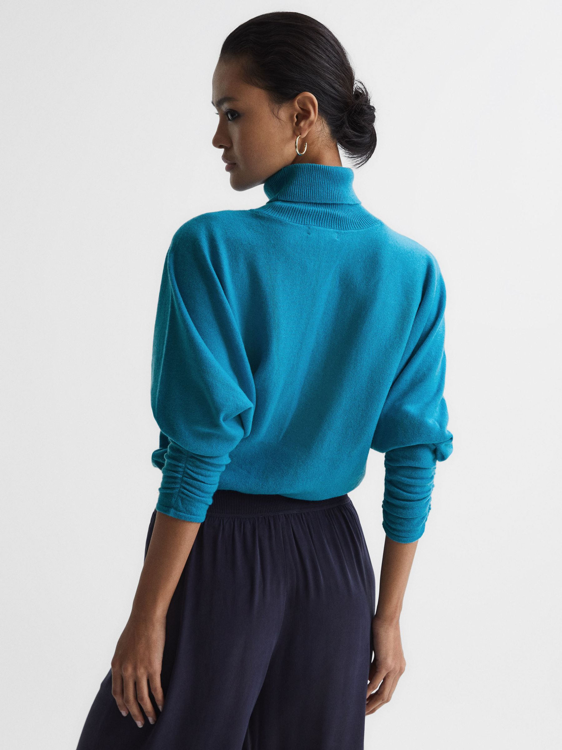Wool Blend Roll Neck Jumper in Blue - Image 5 of 6