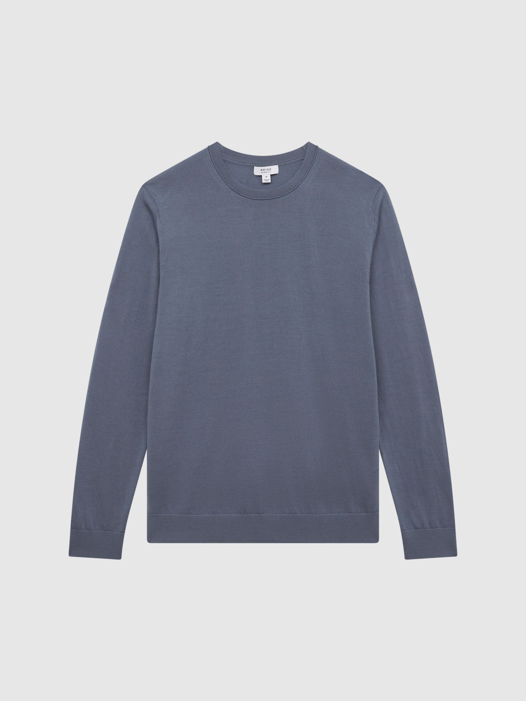 Merino Wool Jumper in Nickel Blue - Image 2 of 7