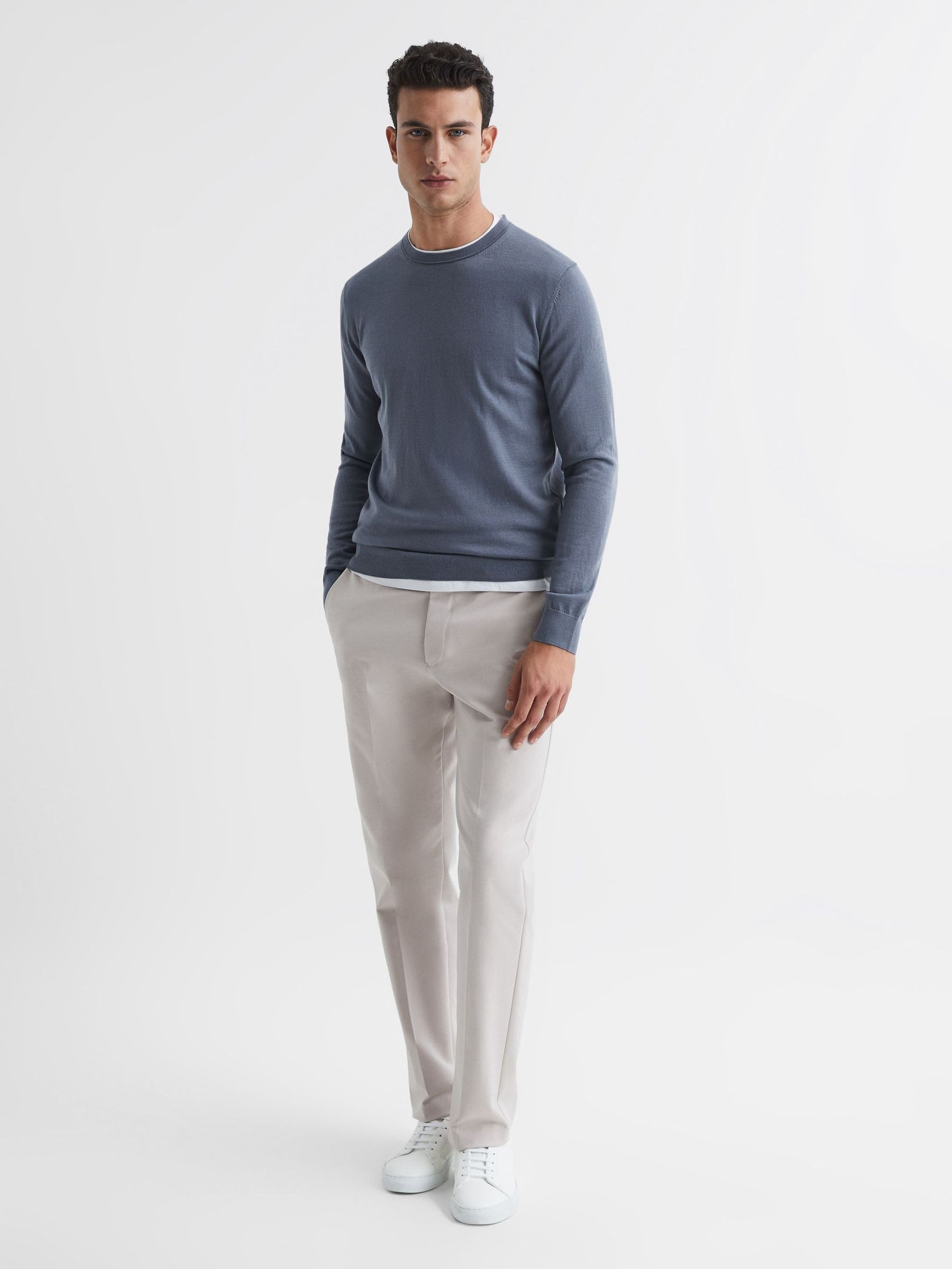 Merino Wool Jumper in Nickel Blue - Image 3 of 7