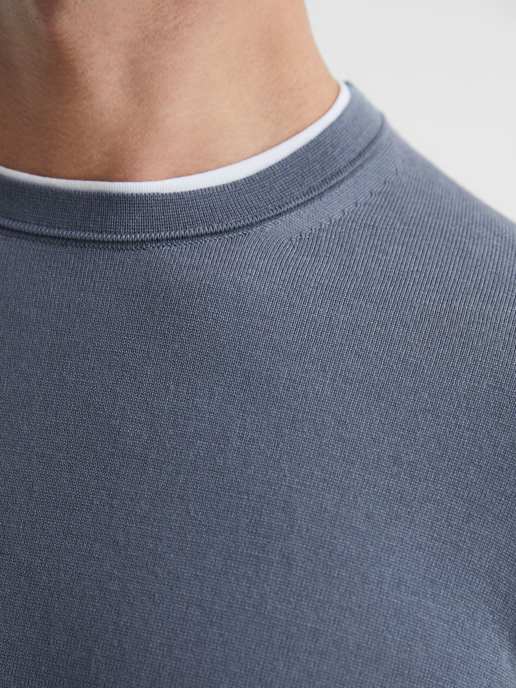 Merino Wool Jumper in Nickel Blue - Image 6 of 7