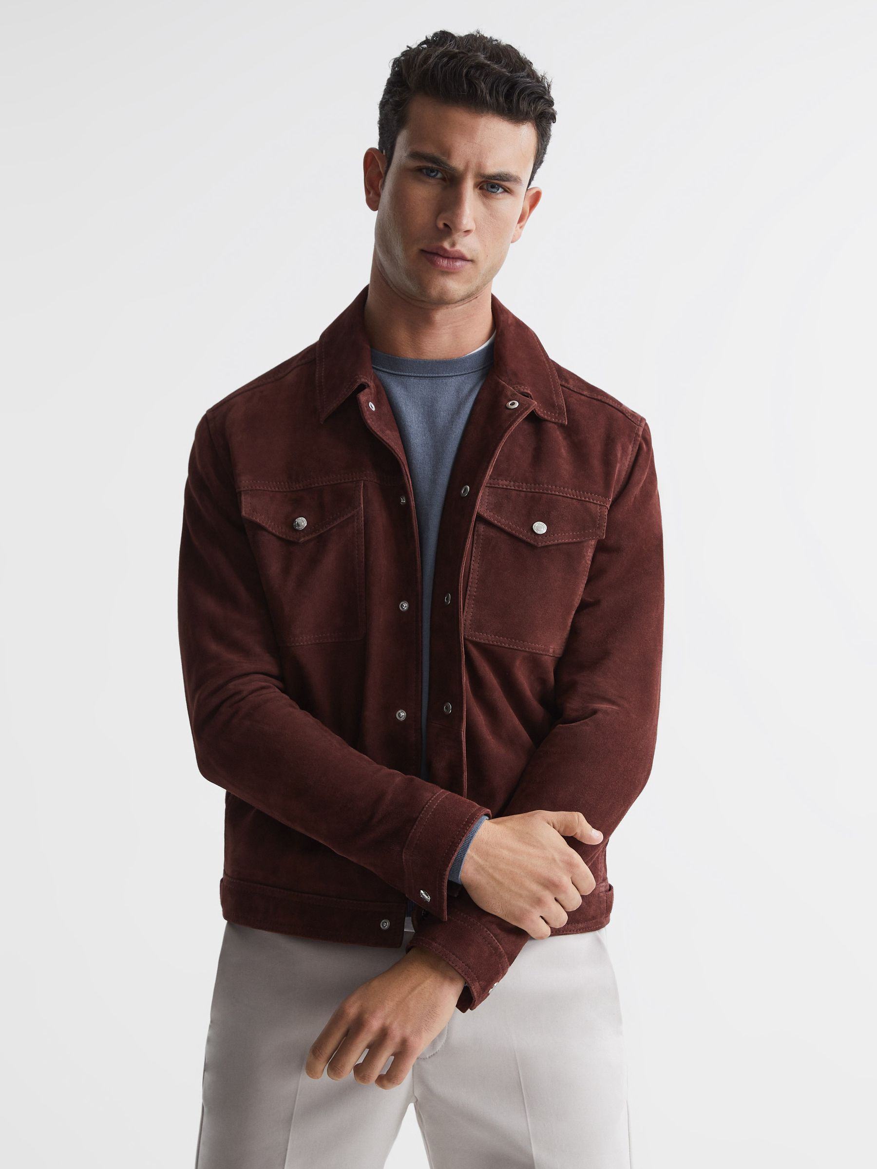 Merino Wool Jumper in Nickel Blue - Image 7 of 7