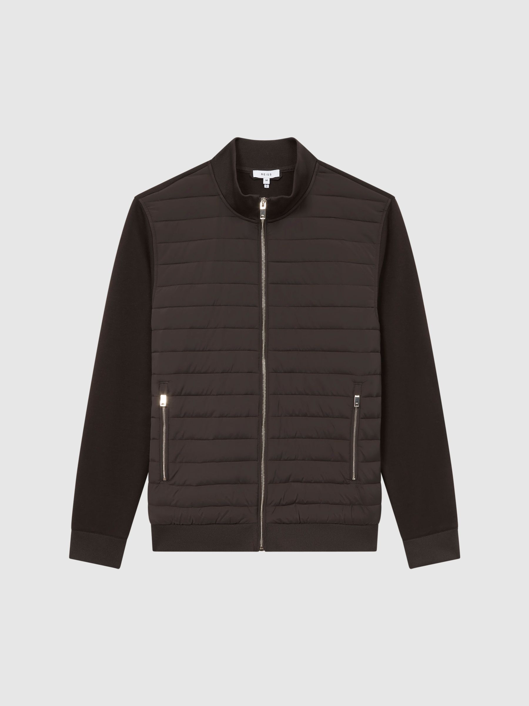 Quilted Zip Through Jacket in Chocolate - Image 2 of 7