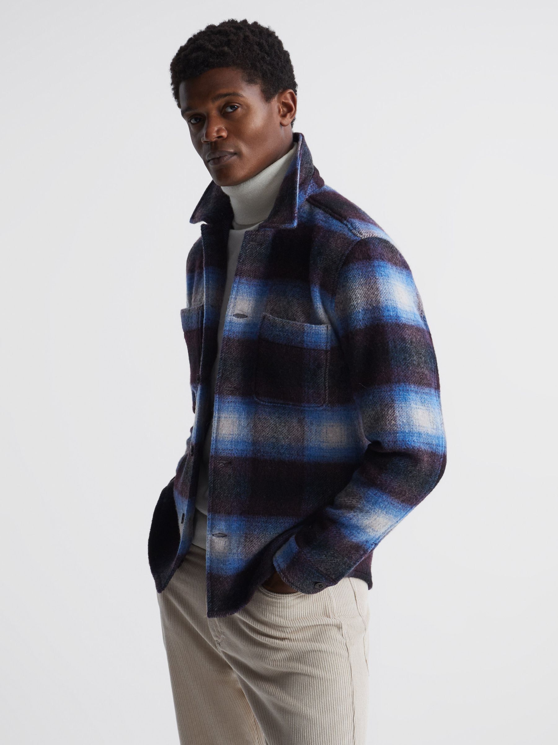 Checked Twin Pocket Overshirt in Multi - Image 1 of 7