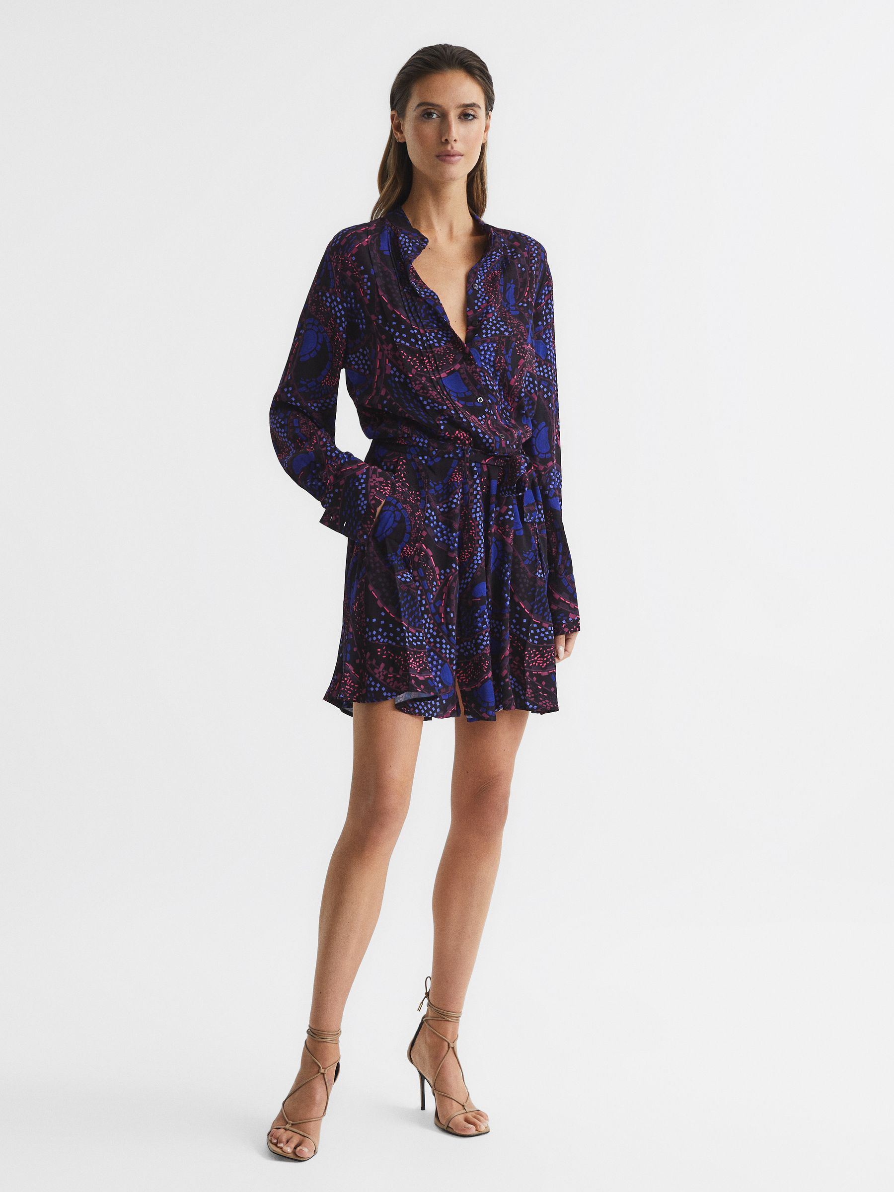 Printed Mini Dress in Purple - Image 1 of 7