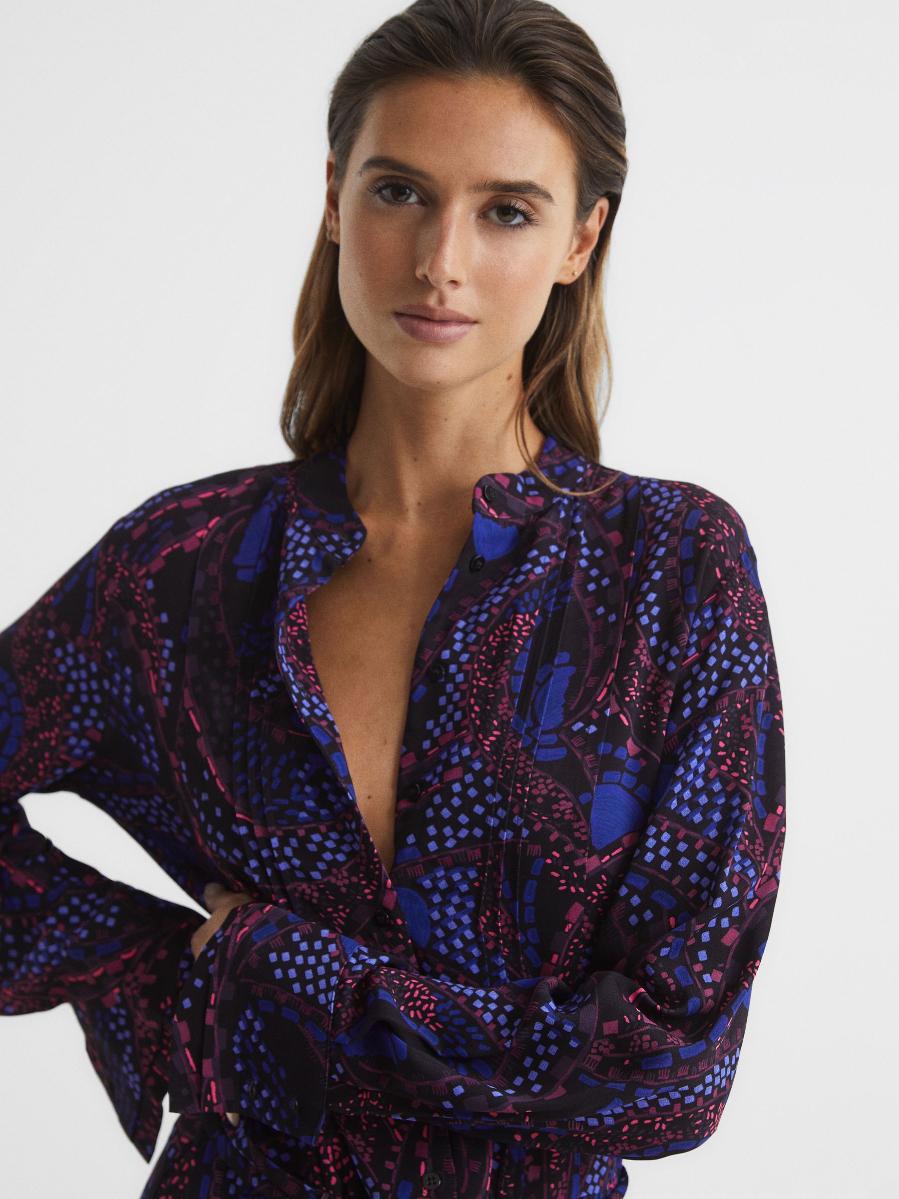 Printed Mini Dress in Purple - Image 4 of 7