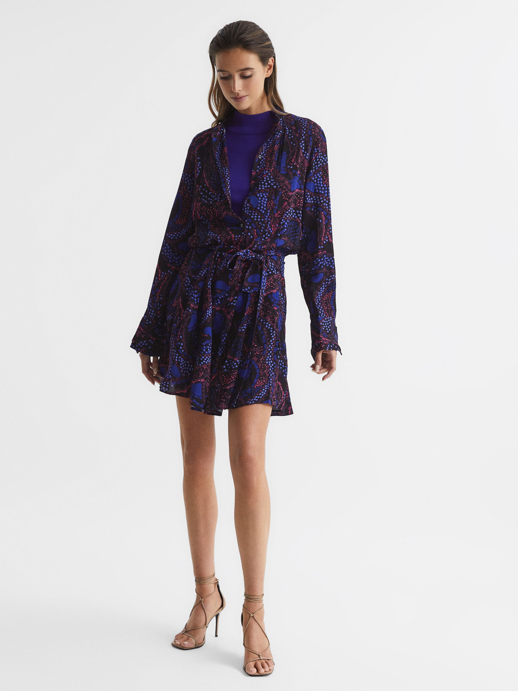 Printed Mini Dress in Purple - Image 6 of 7