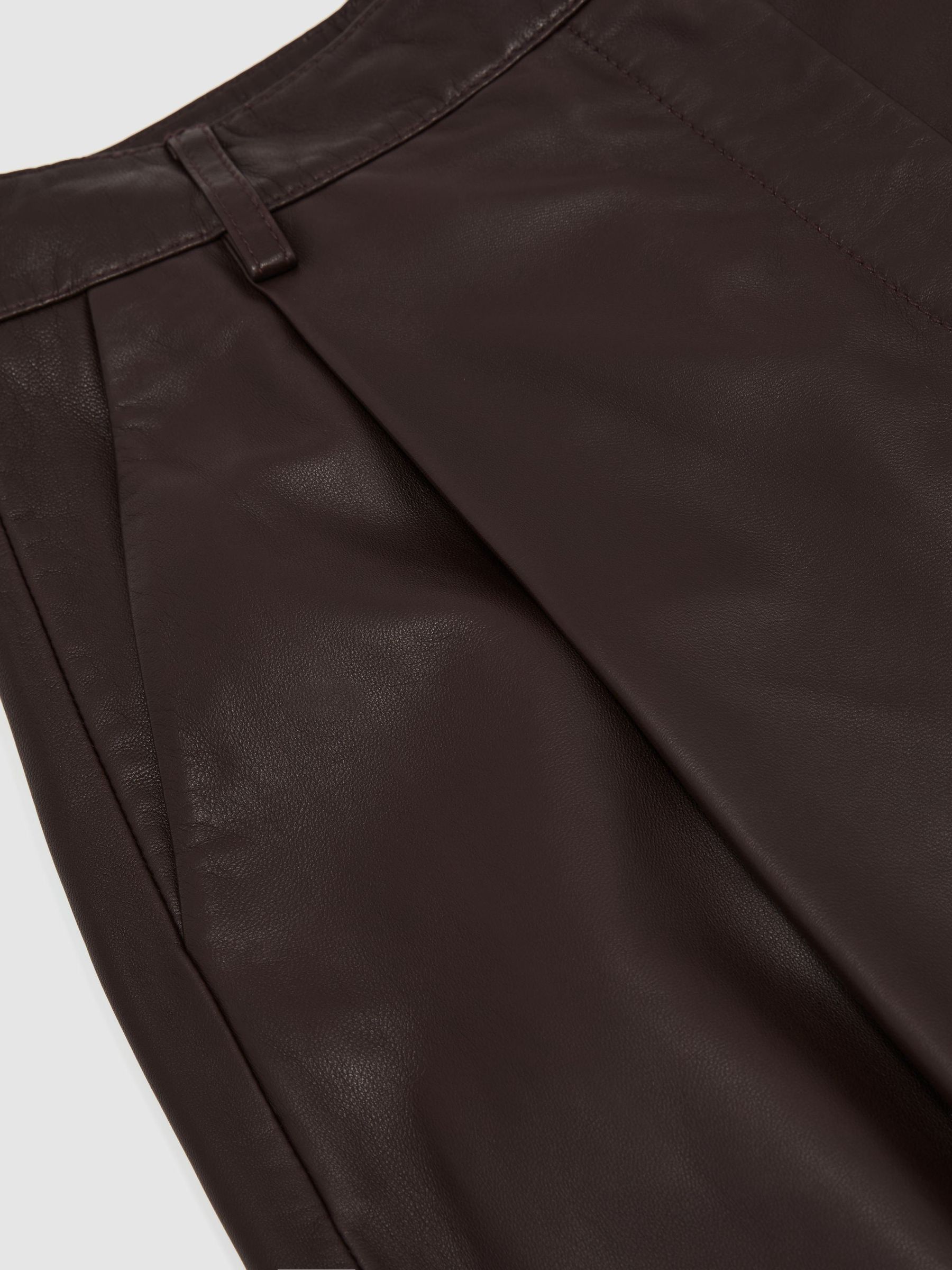 Leather Slim Straight-Leg Trousers in Aubergine - Image 6 of 6