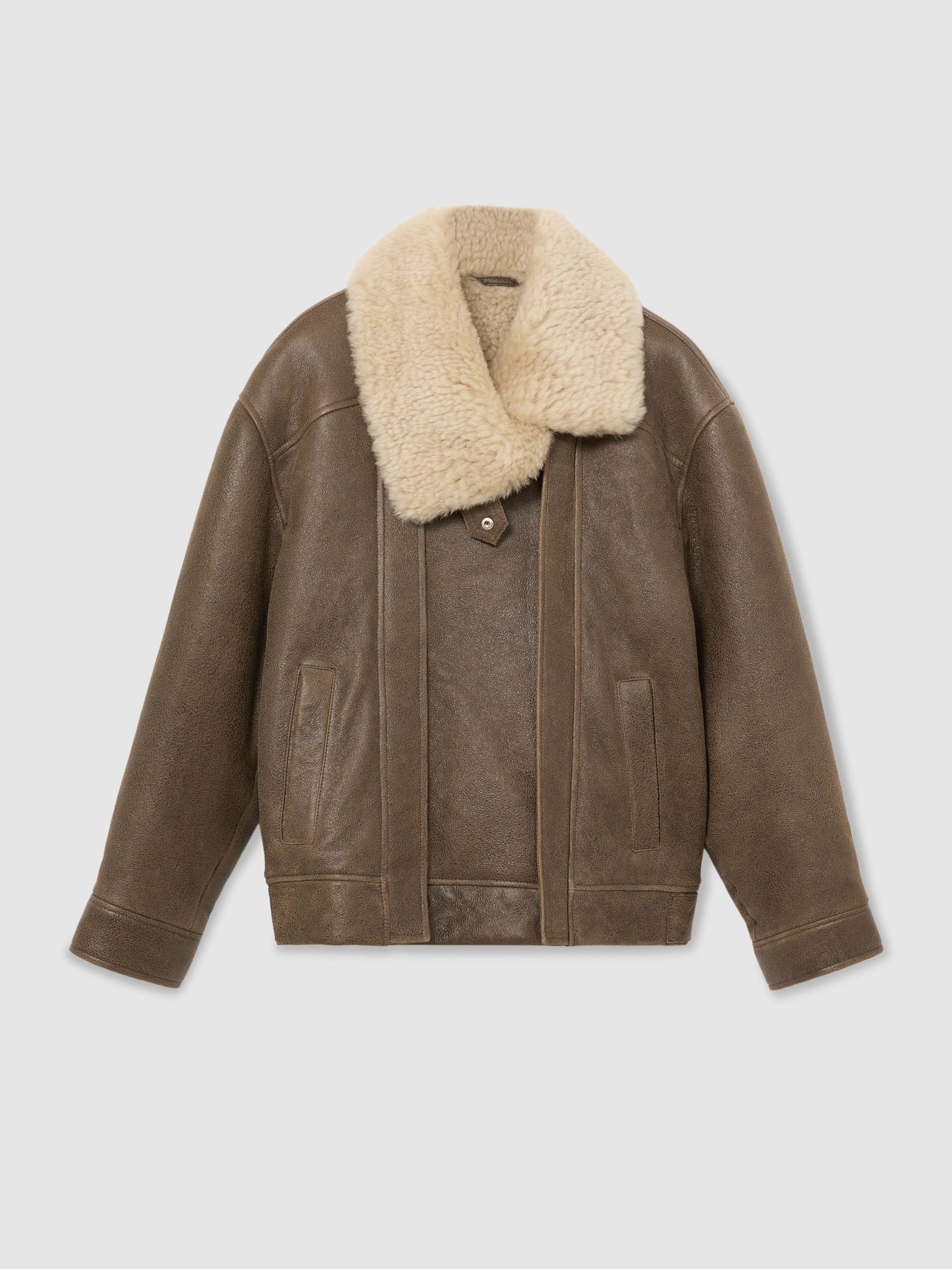 Shearling Aviator Jacket in Brown - Image 2 of 8