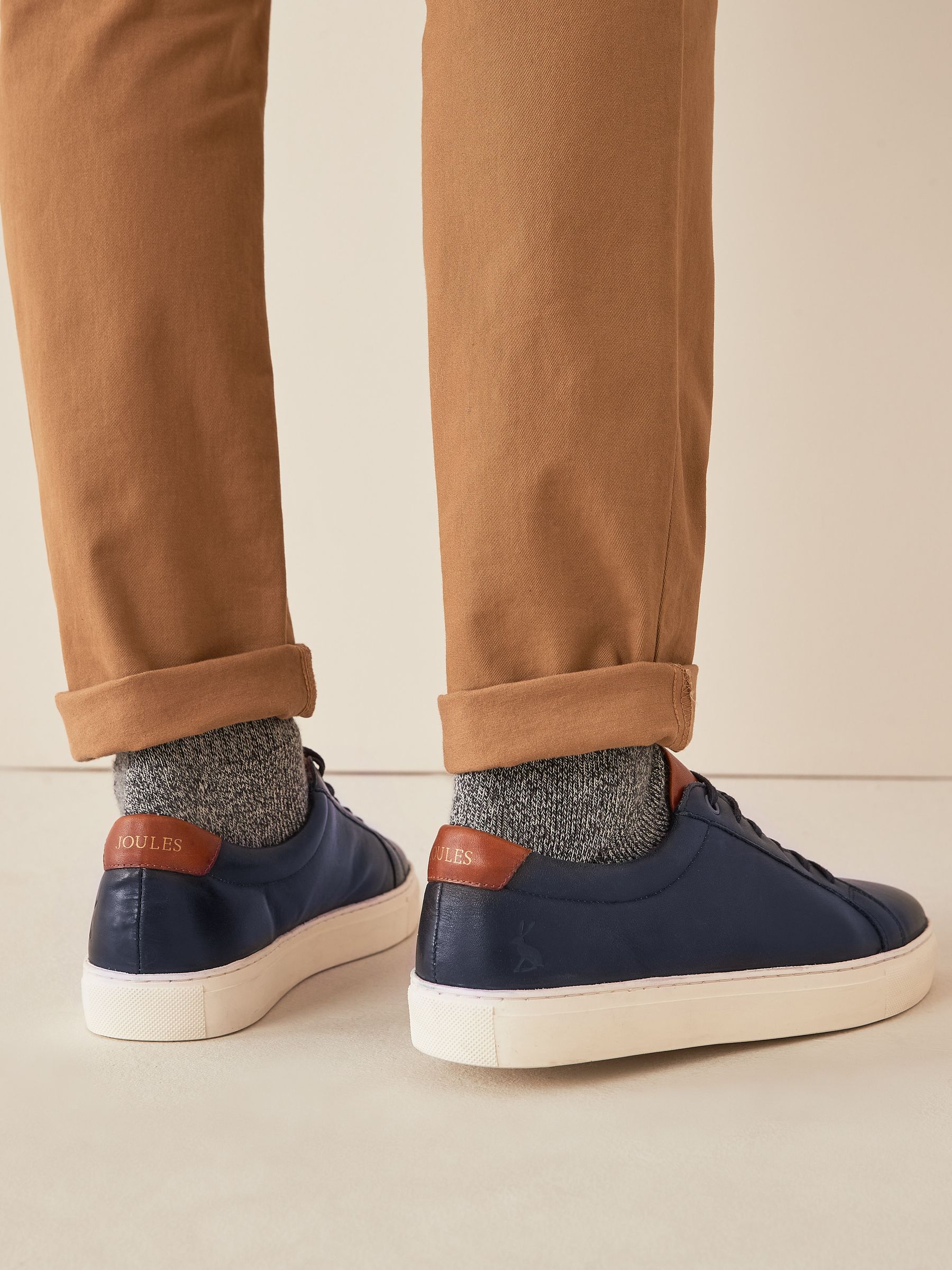 Navy Blue Leather Trainers - Image 6 of 7