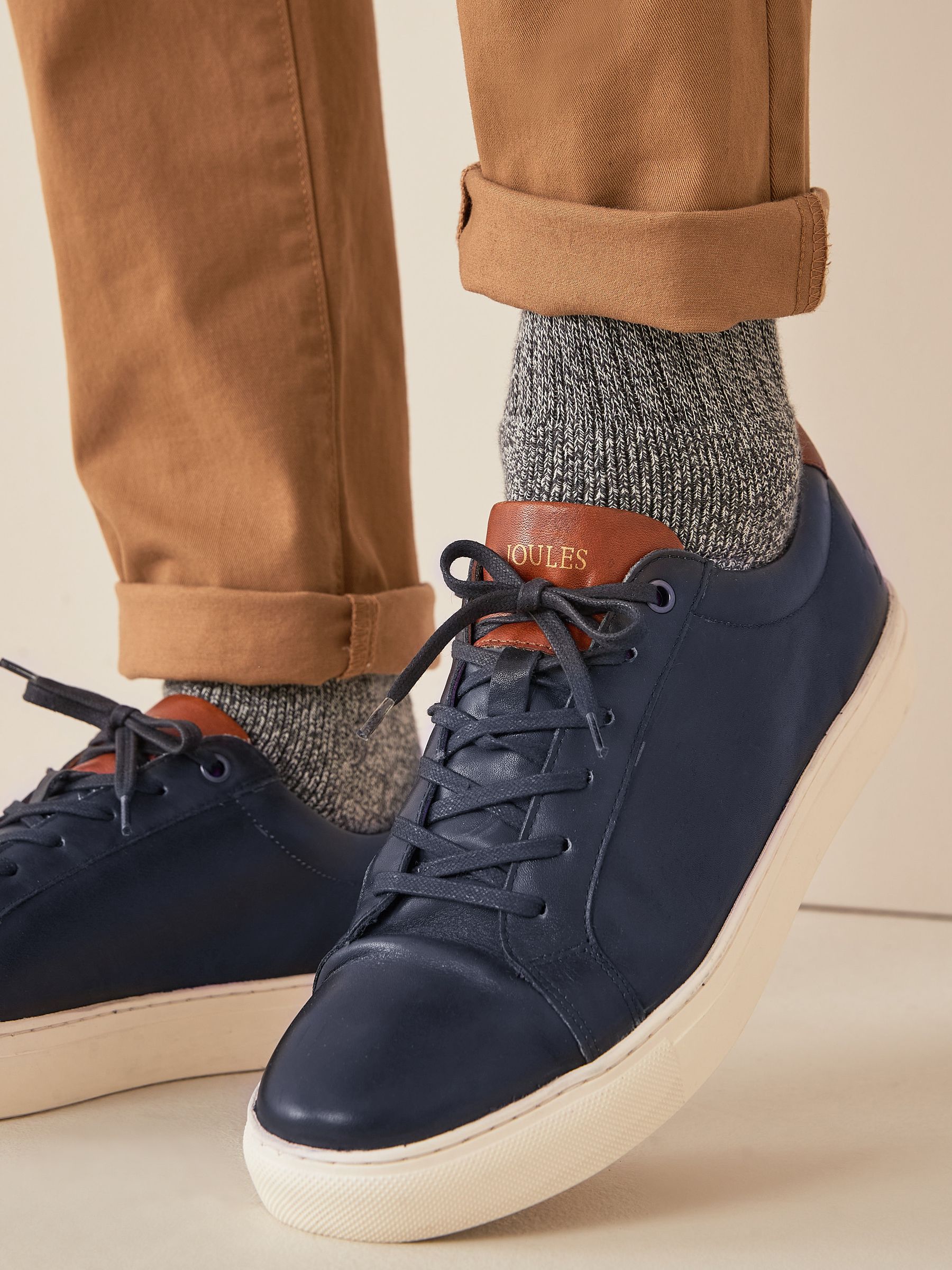 Navy Blue Leather Trainers - Image 7 of 7
