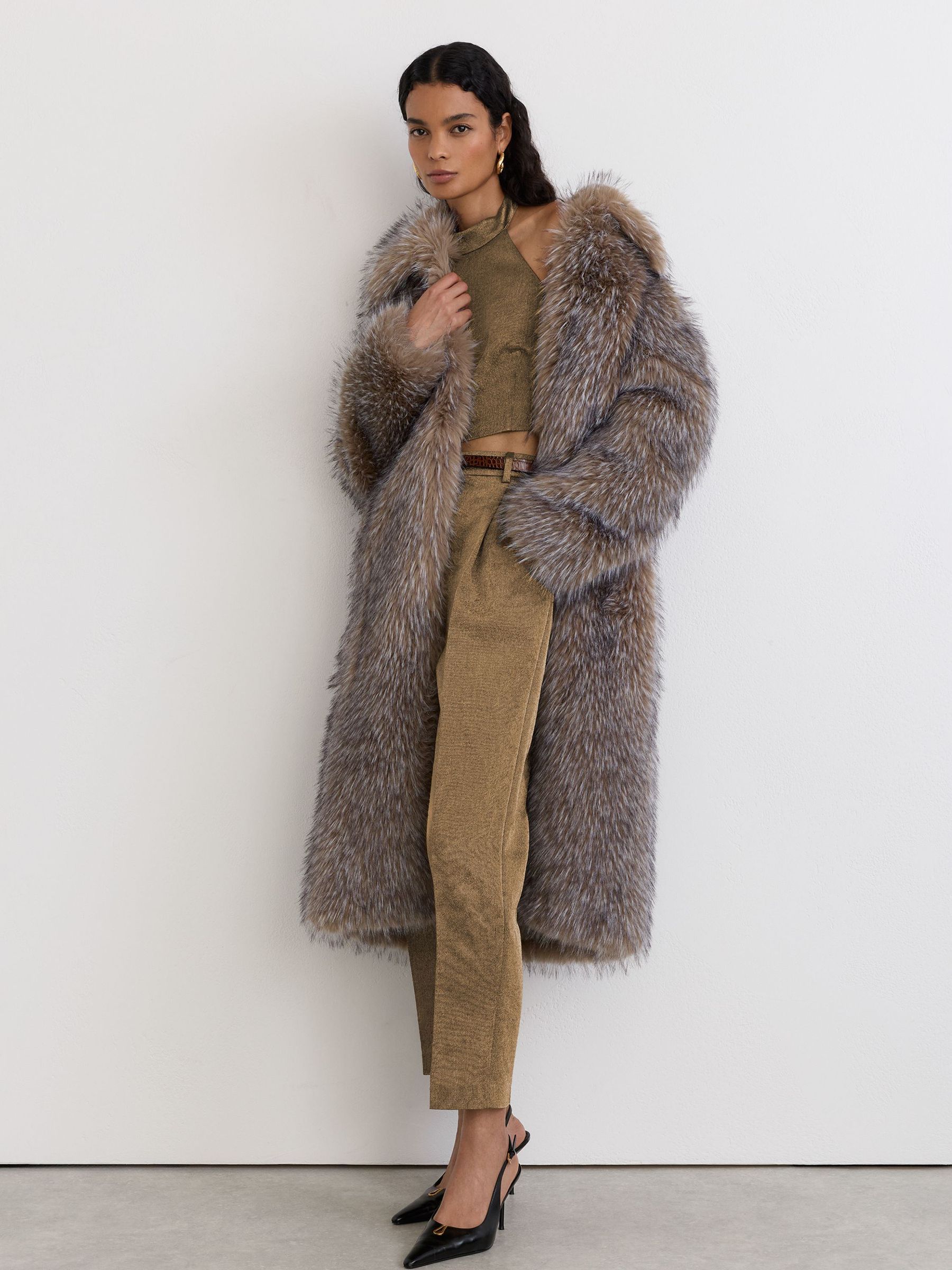Wool-Blend Metallic Tapered Trousers in Gold - Billede 1 af 7