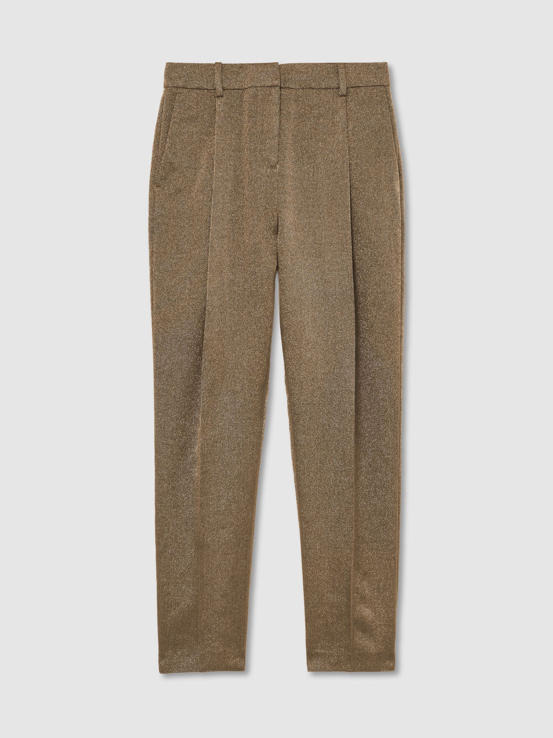 Wool-Blend Metallic Tapered Trousers in Gold - Billede 2 af 7 Wool-Blend Metallic Tapered Trousers in Gold - Billede 2 af 7