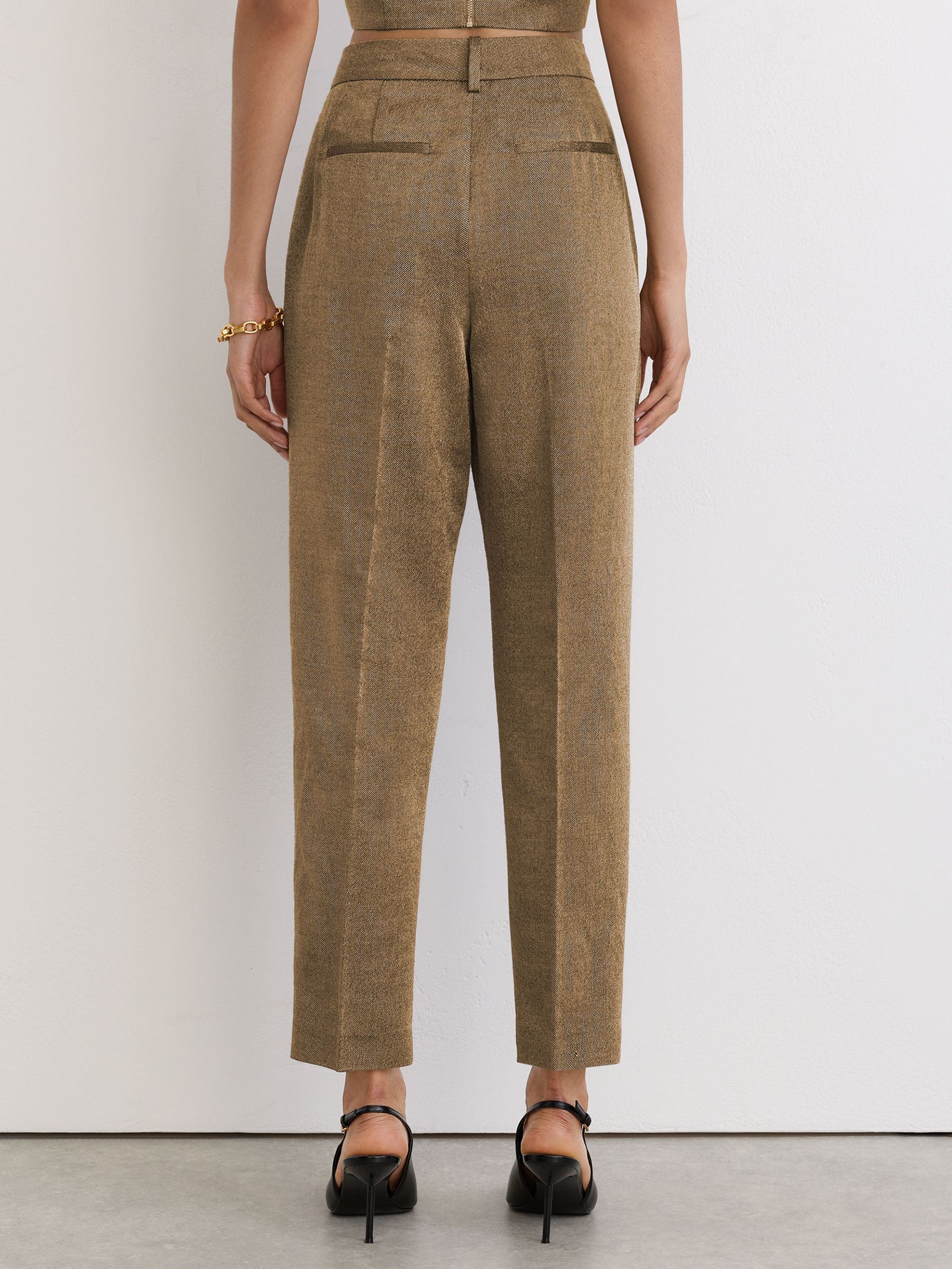 Wool-Blend Metallic Tapered Trousers in Gold - Billede 6 af 7