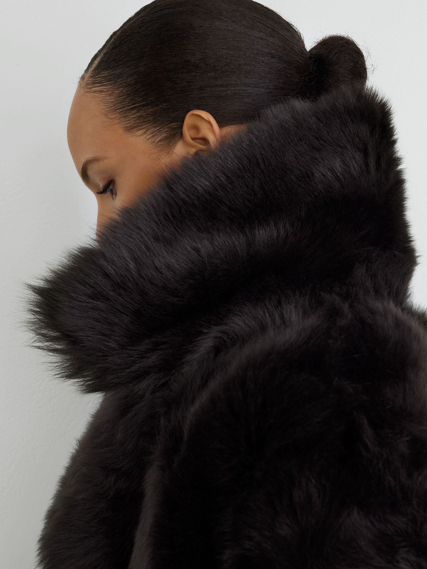 Atelier Shearling Belted Long Coat in Grey - Image 8 of 9