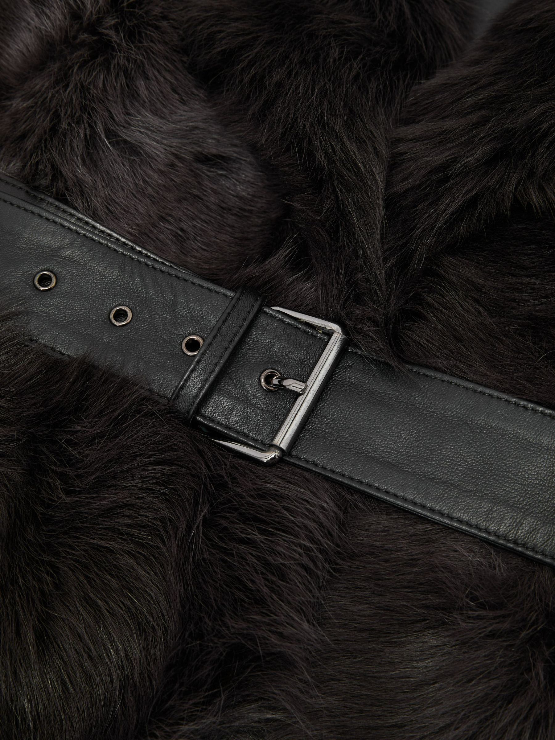 Atelier Shearling Belted Long Coat in Grey - Image 9 of 9