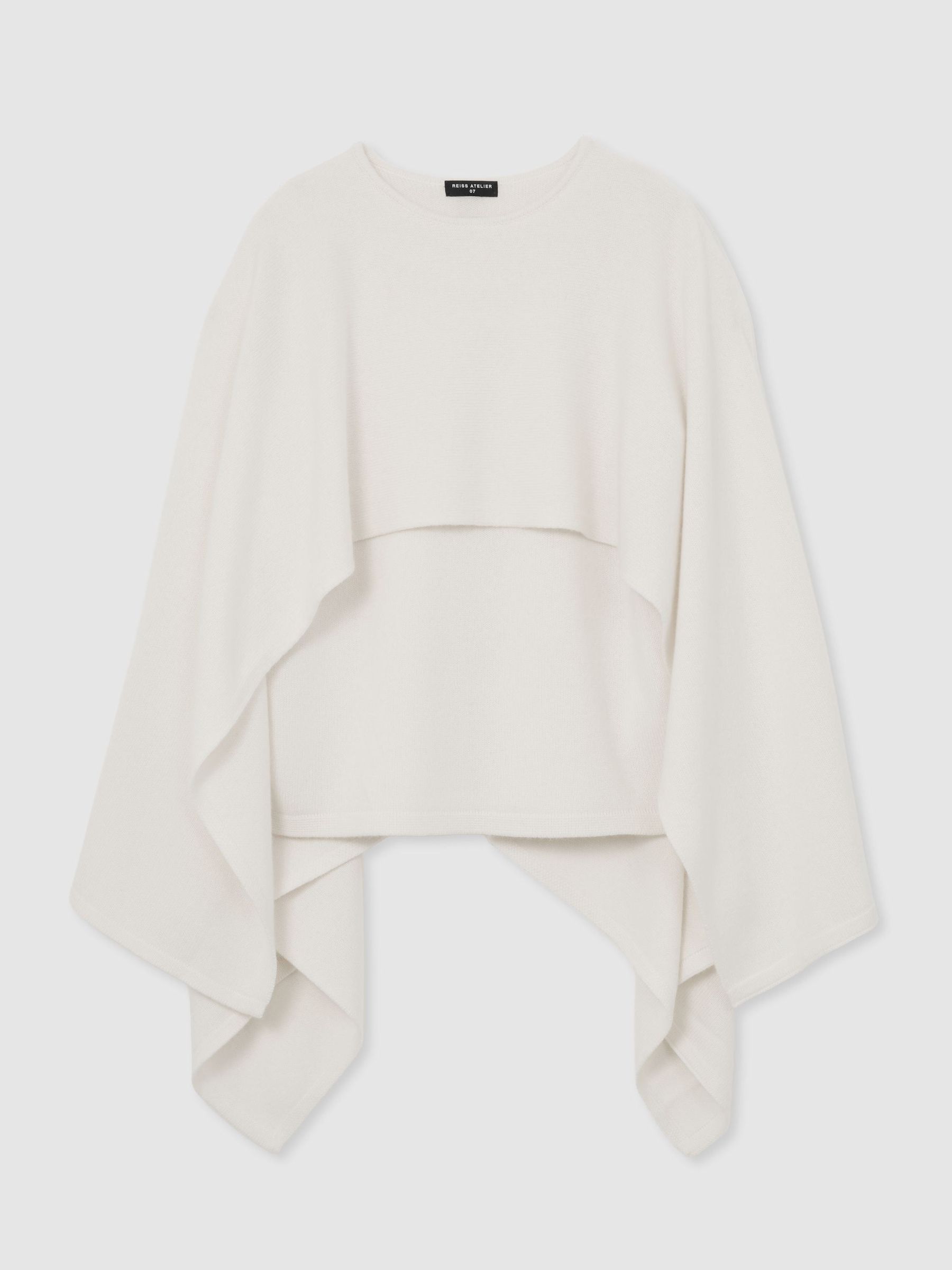 Atelier Wool-Cashmere Cape Knit Jumper in Ivory - Image 2 of 8