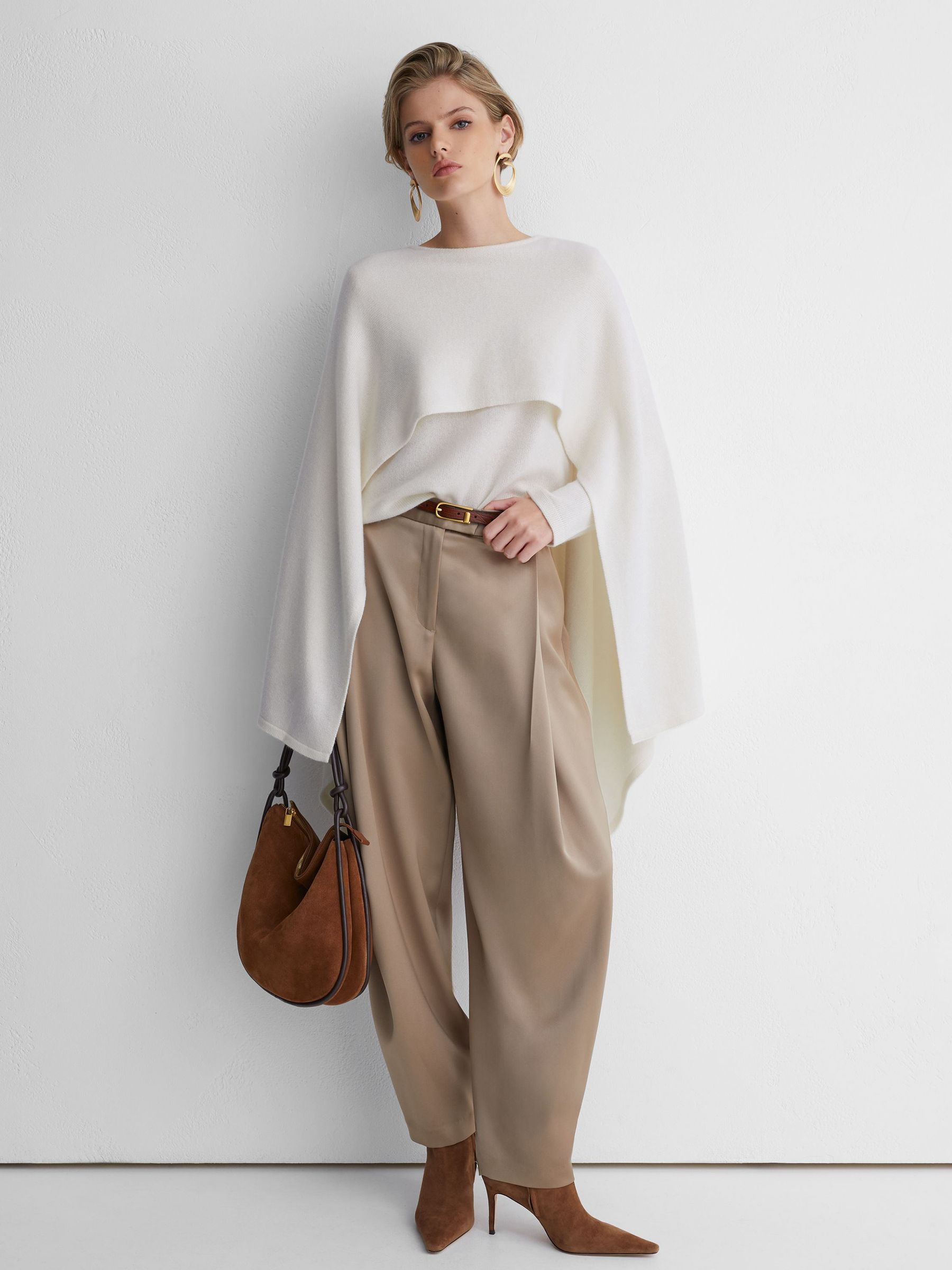 Atelier Wool-Cashmere Cape Knit Jumper in Ivory - Image 3 of 8