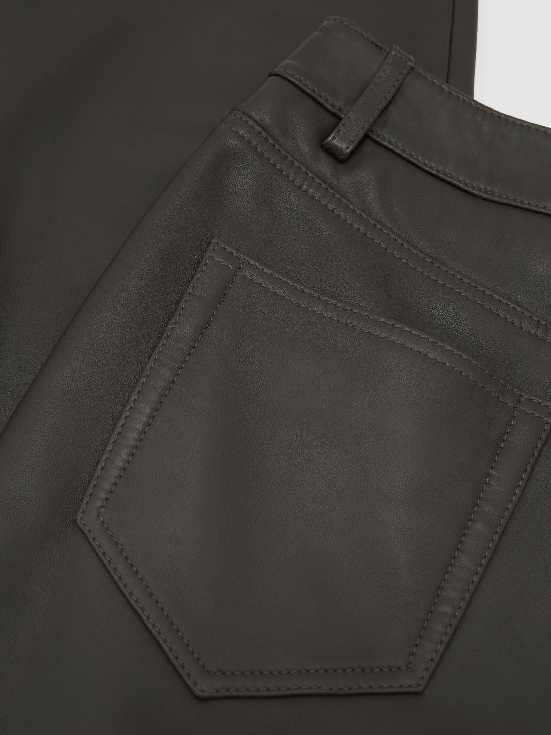 Leather Slim Straight-Leg Trousers in Grey - Image 6 of 6