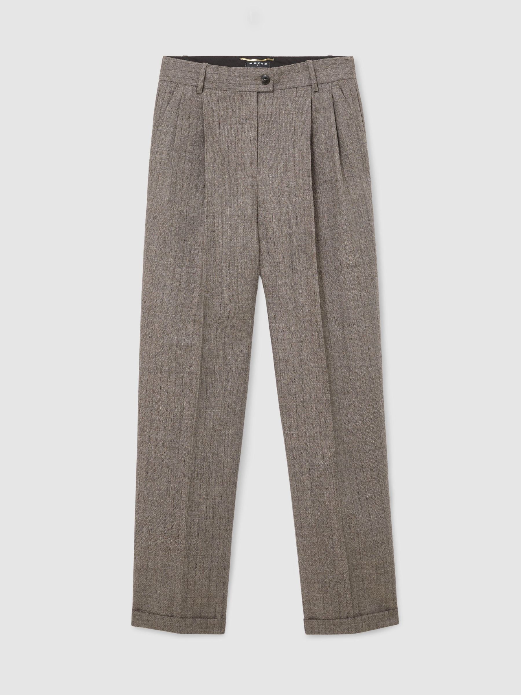 Atelier Grey Wool Wide-Leg Double-Pleat Trousers in Grey - Image 2 of 8