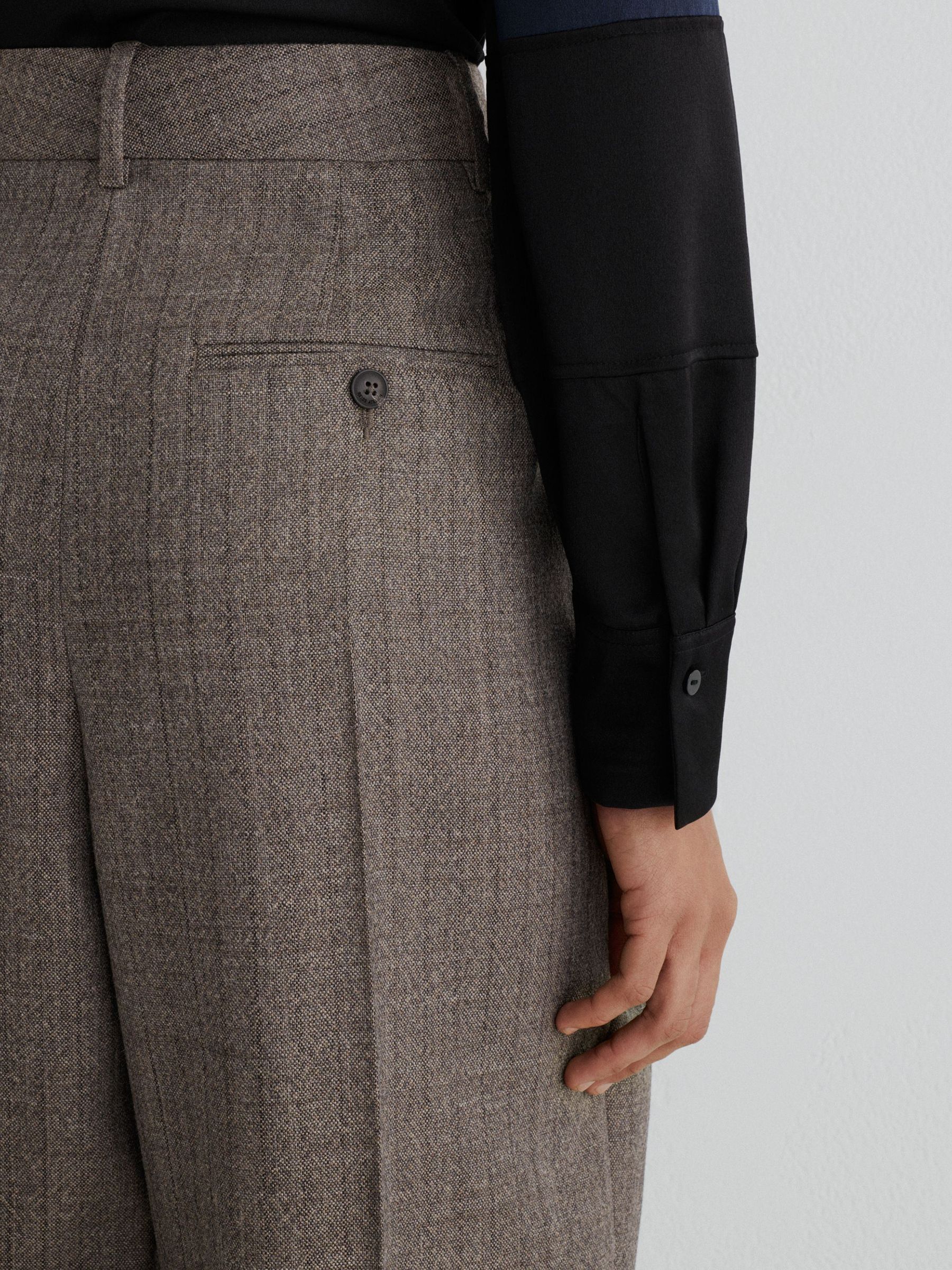 Atelier Grey Wool Wide-Leg Double-Pleat Trousers in Grey - Image 4 of 8